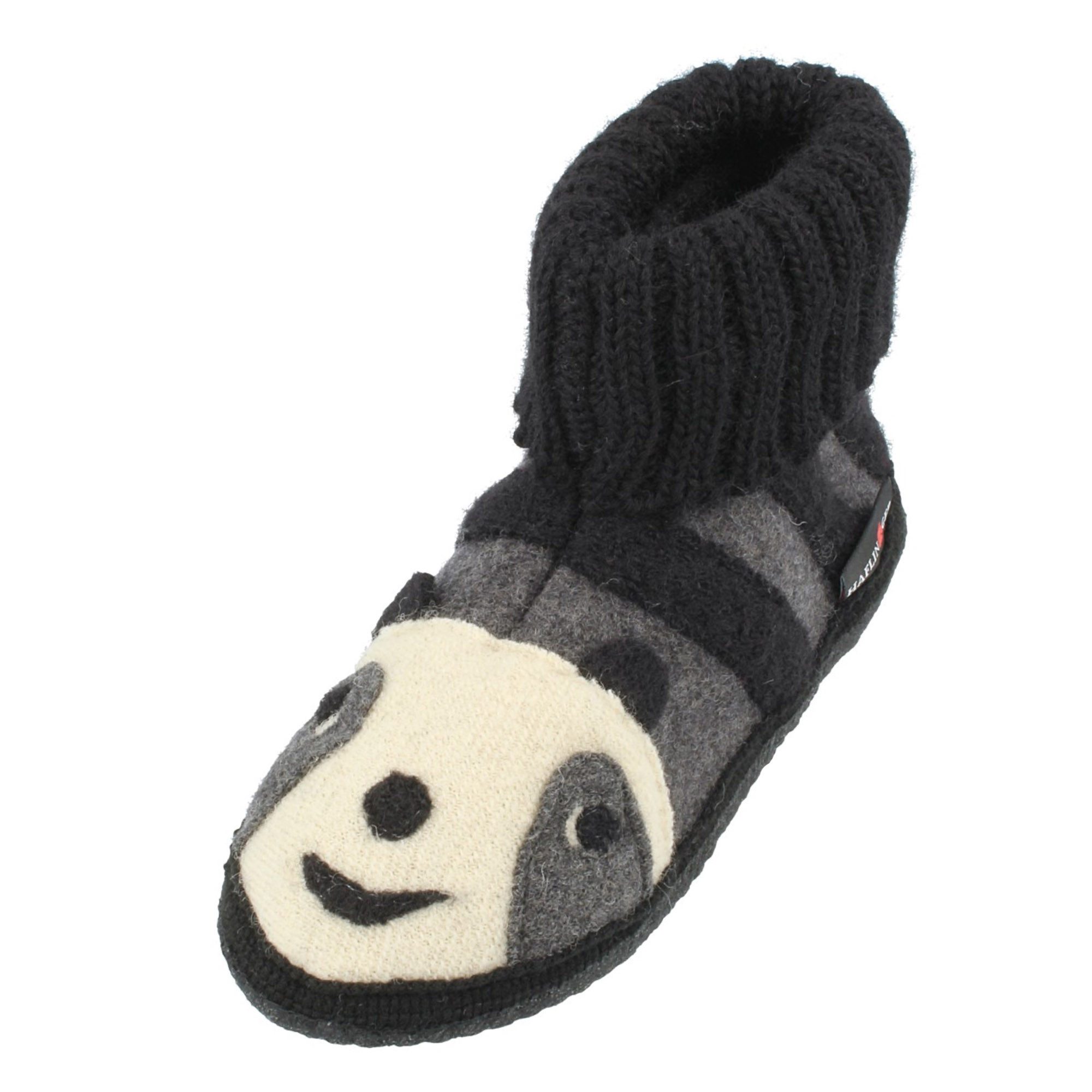 Haflinger Hüttenschuh Panda aus reiner Schurwolle unisex Hausschuh