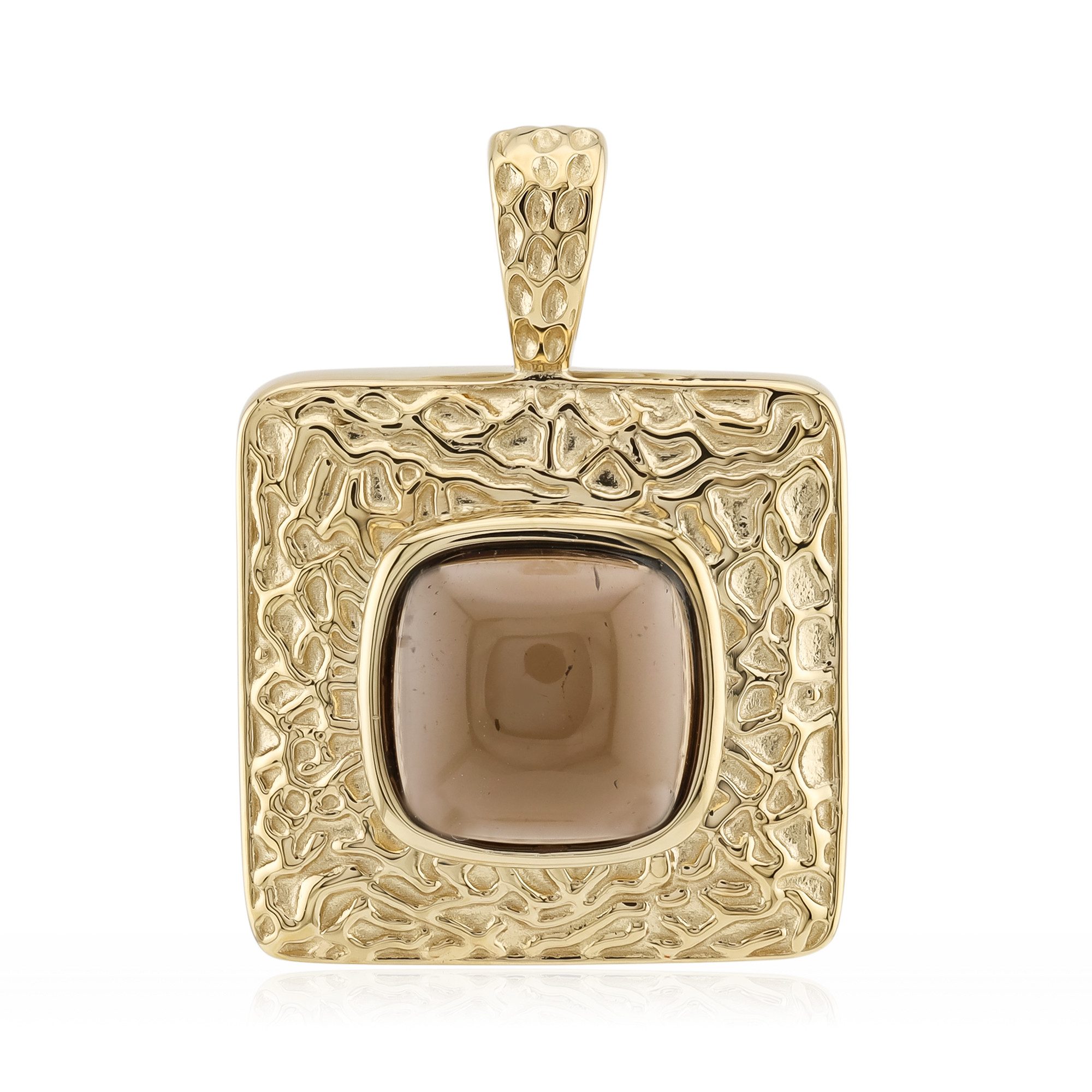 Cavill Kettenanhänger Rauchquarz 2,18 ct Anhänger, vergoldet 925 Silber, quadratisch Braun (1-tlg)