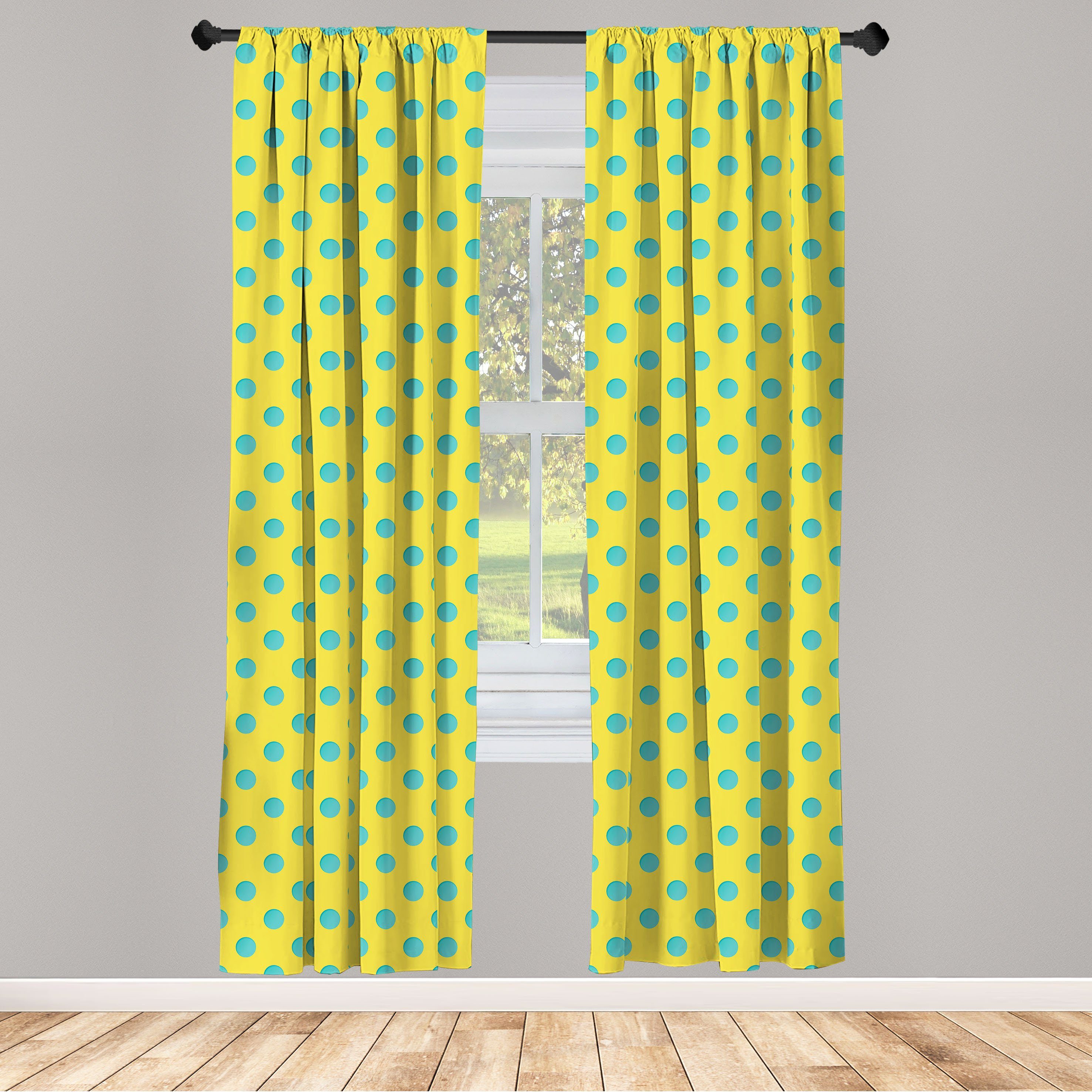 Dekor, Punkte Gelbe Gardine Abakuhaus, Vorhang für Schlafzimmer Microfaser, Wohnzimmer Blots