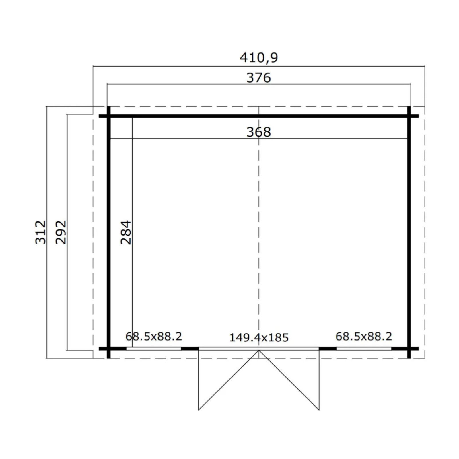 LASITA MAJA Gartenhaus Gartenhaus Blockbohlenhaus, Geräteschuppen, Gartenhütte,Holzhaus, BxT: 376x312 cm, Wetterfest, langlebig und in elegantem Carbongrau behandelt