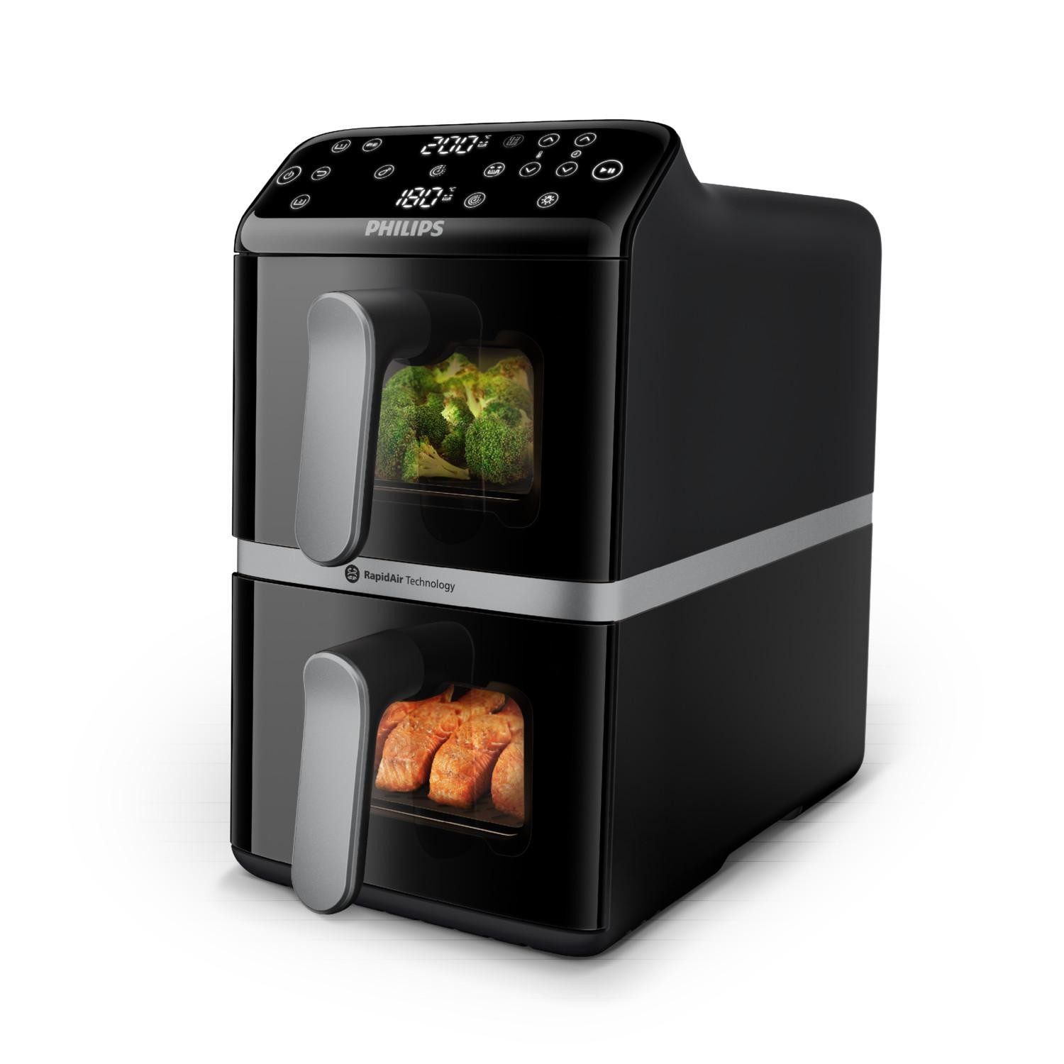 Philips Fritteuse NA461/00, 10 l Fassungsvermögen, Doppel-Heißluftfritteuse, Digitales Display