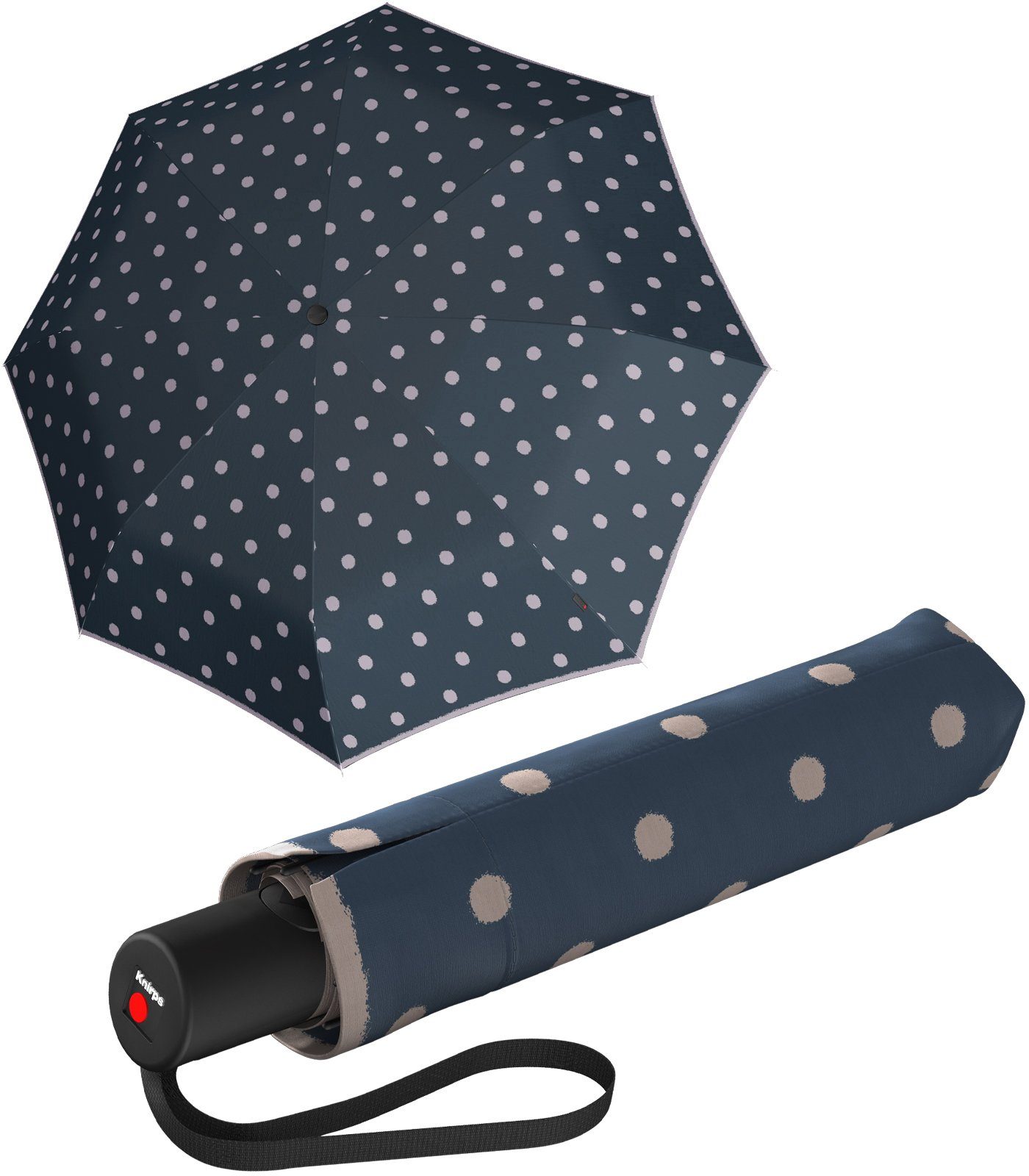 Knirps® Taschenregenschirm A.200 Medium Duomatic Auf-Zu-Automatik Dot Art, mit modernem Punkte-Muster - ocean