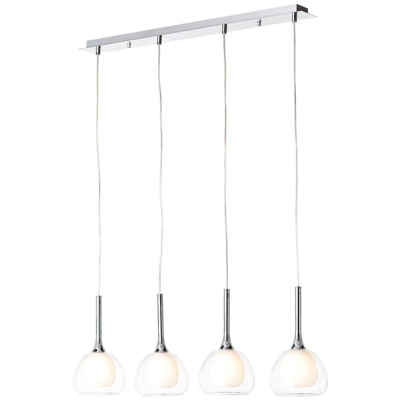 Brilliant Pendelleuchte Hadan, ohne Leuchtmittel, Hängelampe 4flg chrom/weiß-transparent