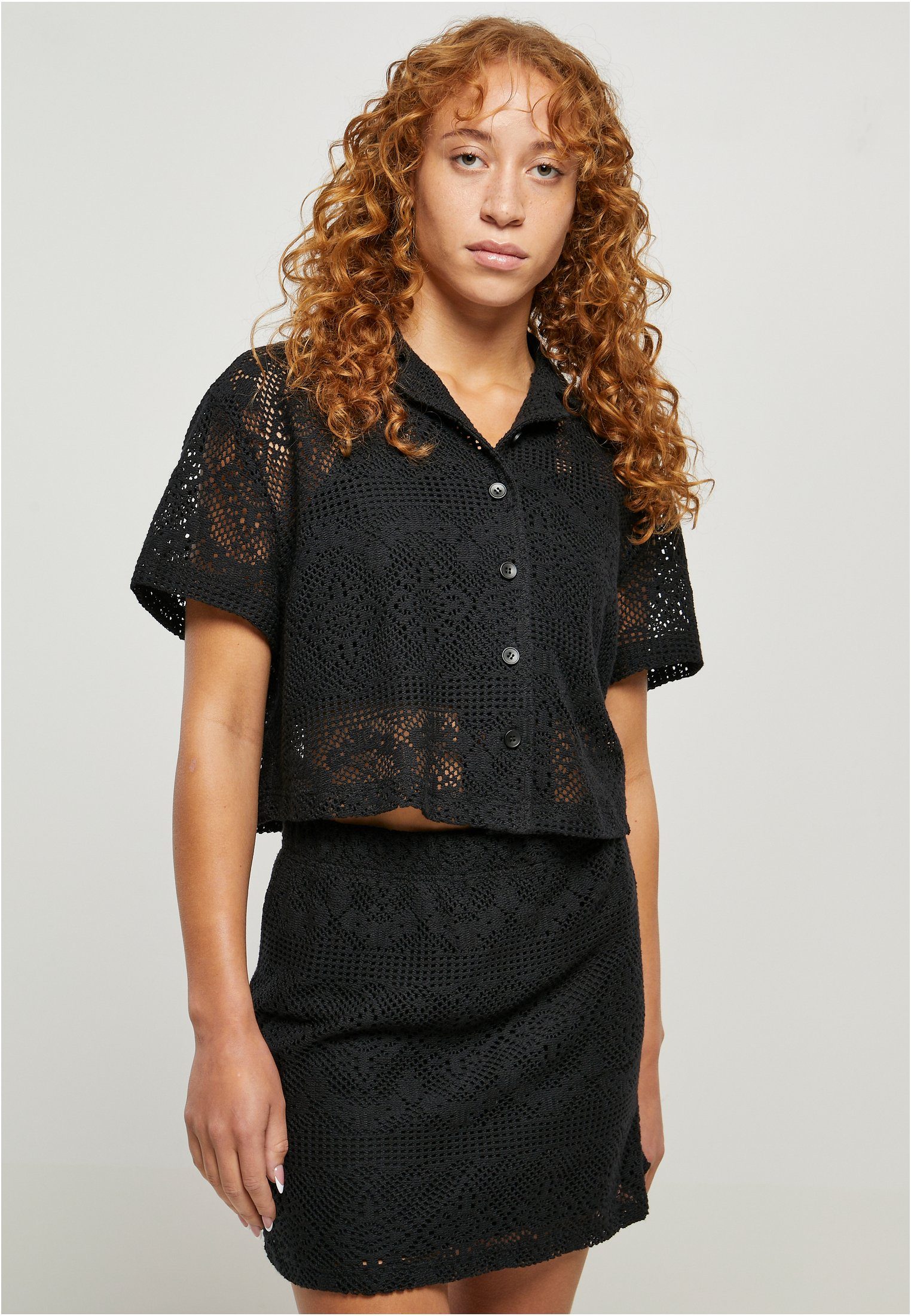 URBAN CLASSICS Damen Resort Ladies Crochet Shirt Bluse Klassische Lace