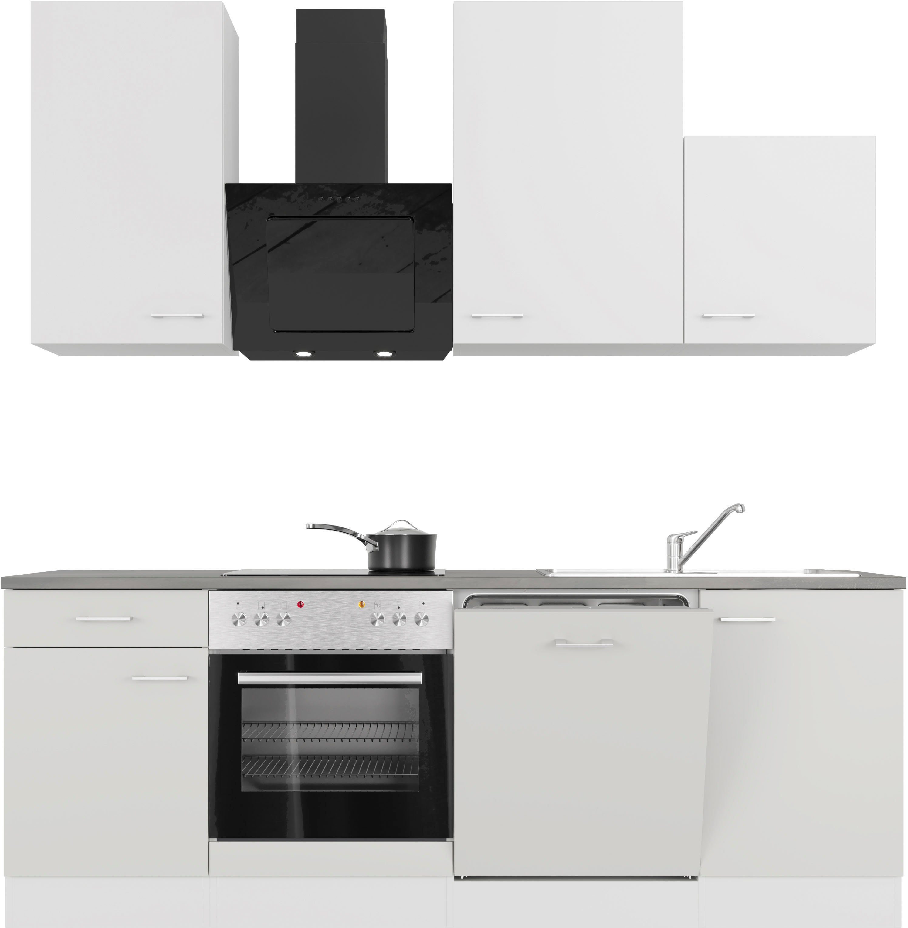Flex-Well Küchenzeile Lucca, mit E-Geräten, Breite 220 cm, in vielen Farbvarianten erhältlich