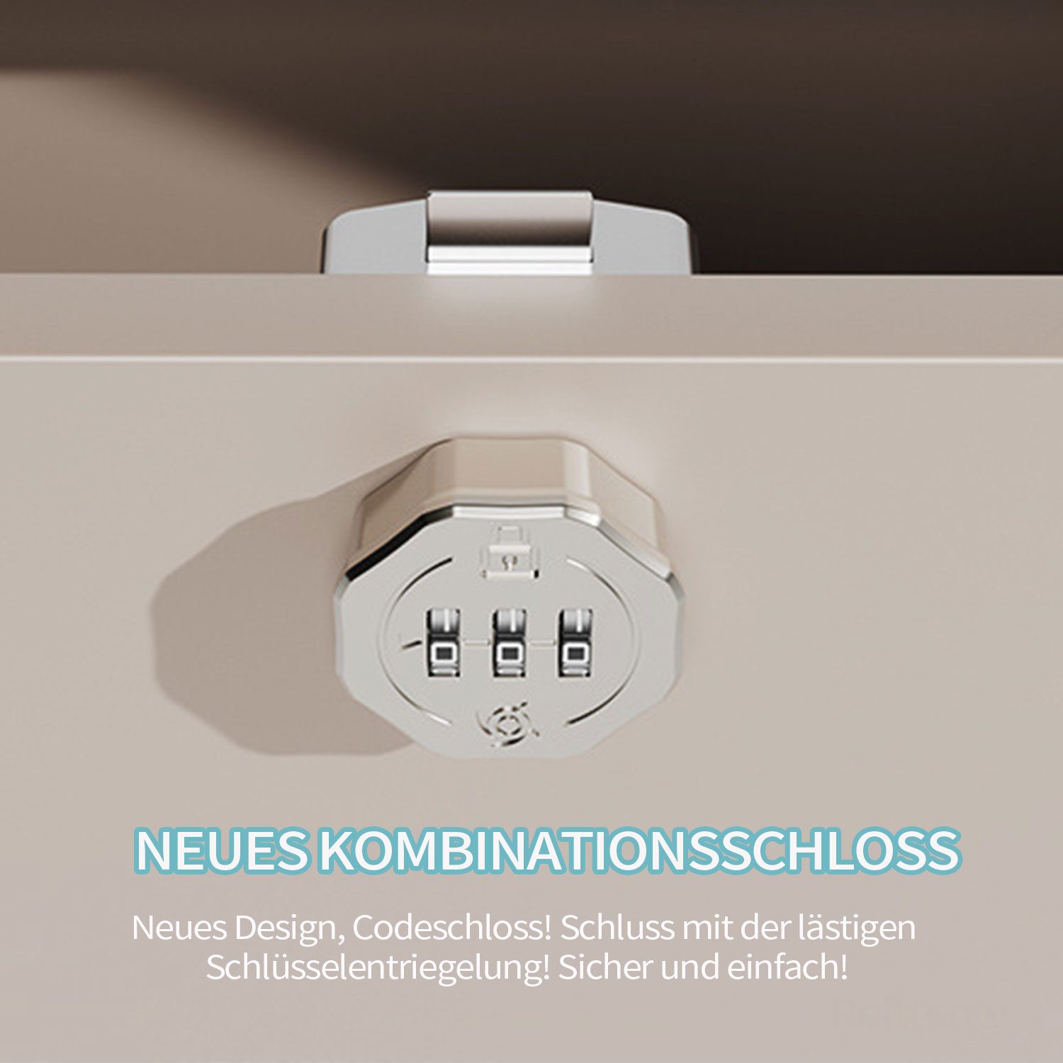 Refttenw Möbelschloss 3-stelliges Zahlenschloss für Schränk Schubladen Aktenschränke Tresore, Mit Nachtglühmodus