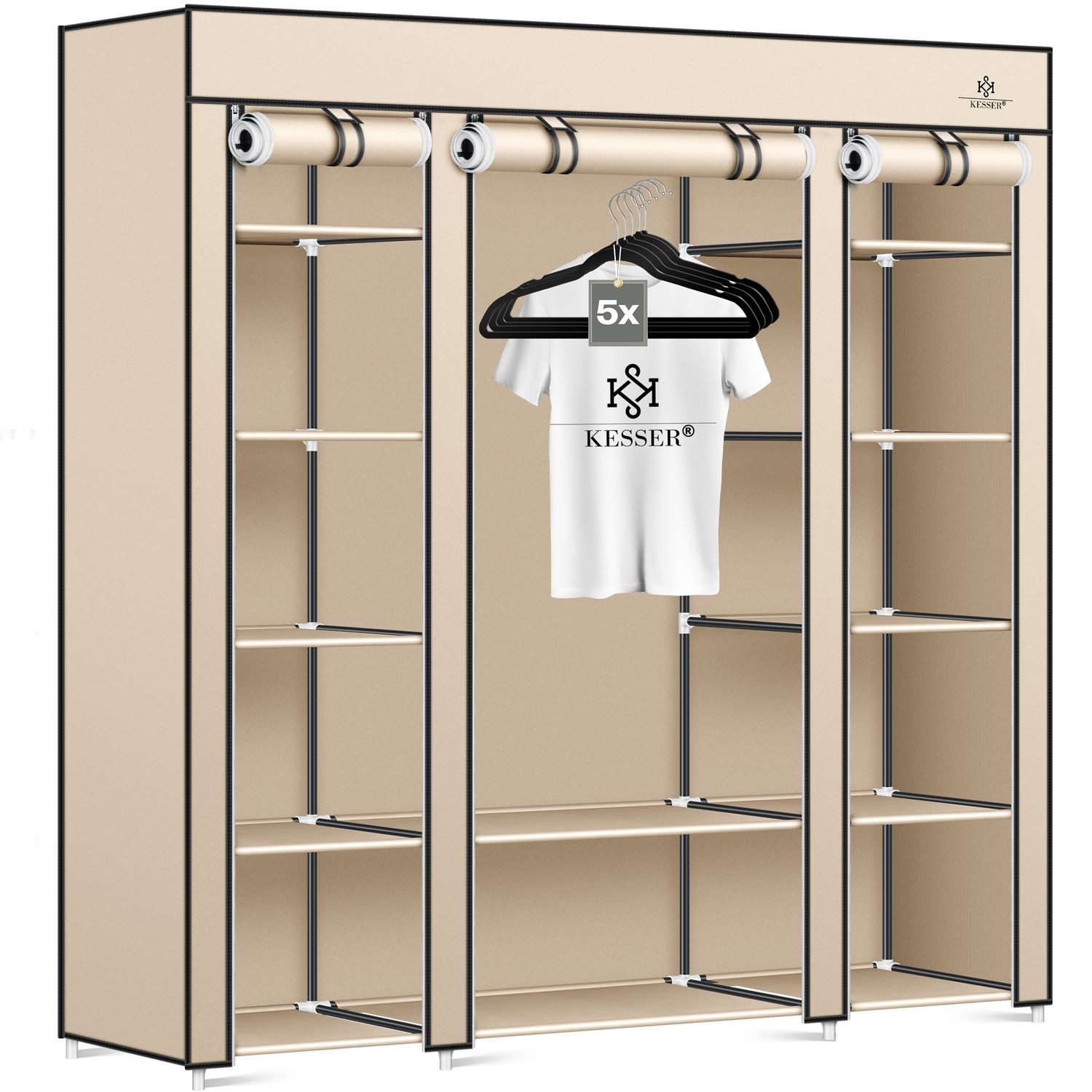 KESSER Kleiderschrank Stoffschrank Stabil mit Kleiderstange & Ablagen, Inkl günstig online kaufen