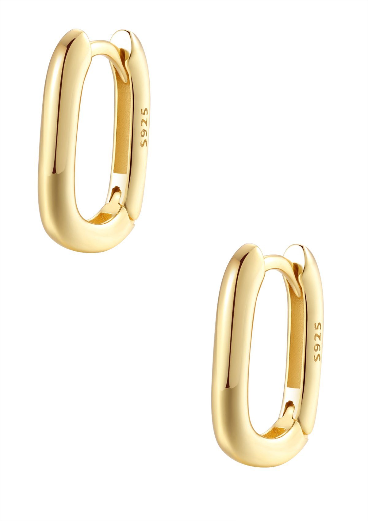 Hey Happiness Paar Creolen Oval und Eckig, Silber 925er (2-tlg), Damen Silb günstig online kaufen