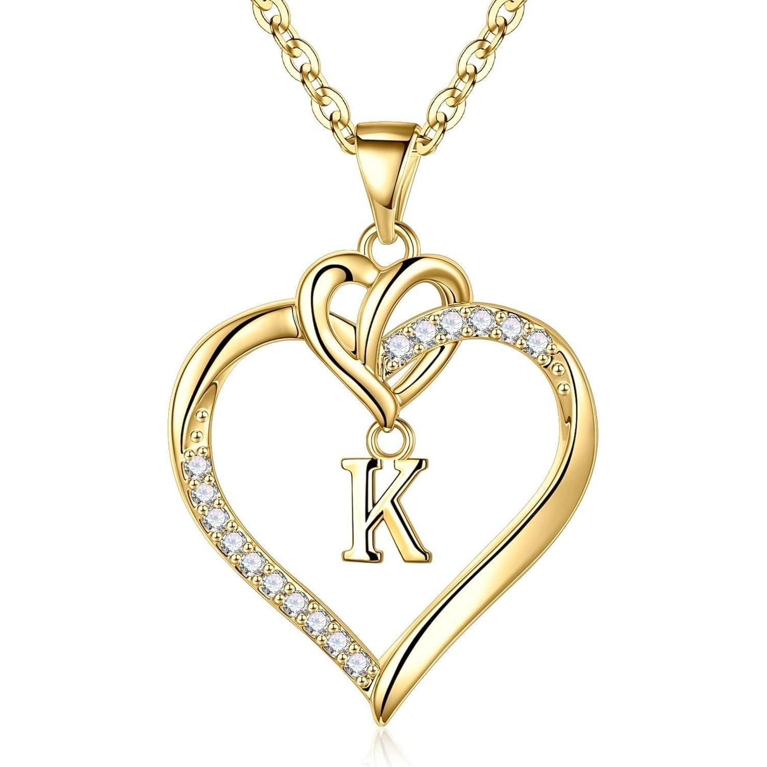 LuxusKollektion Herzkette Valentinstag Geschenke Herz Damen Halskette Zirkonia Gold/Weißgold