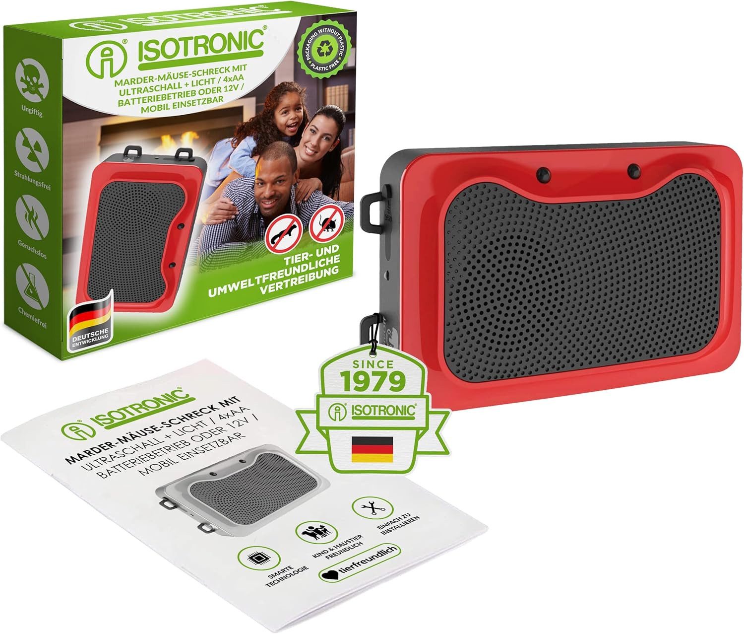 ISOTRONIC Ultraschall-Tierabwehr Isotronic Dual Power with LED Flash, 1-tlg.