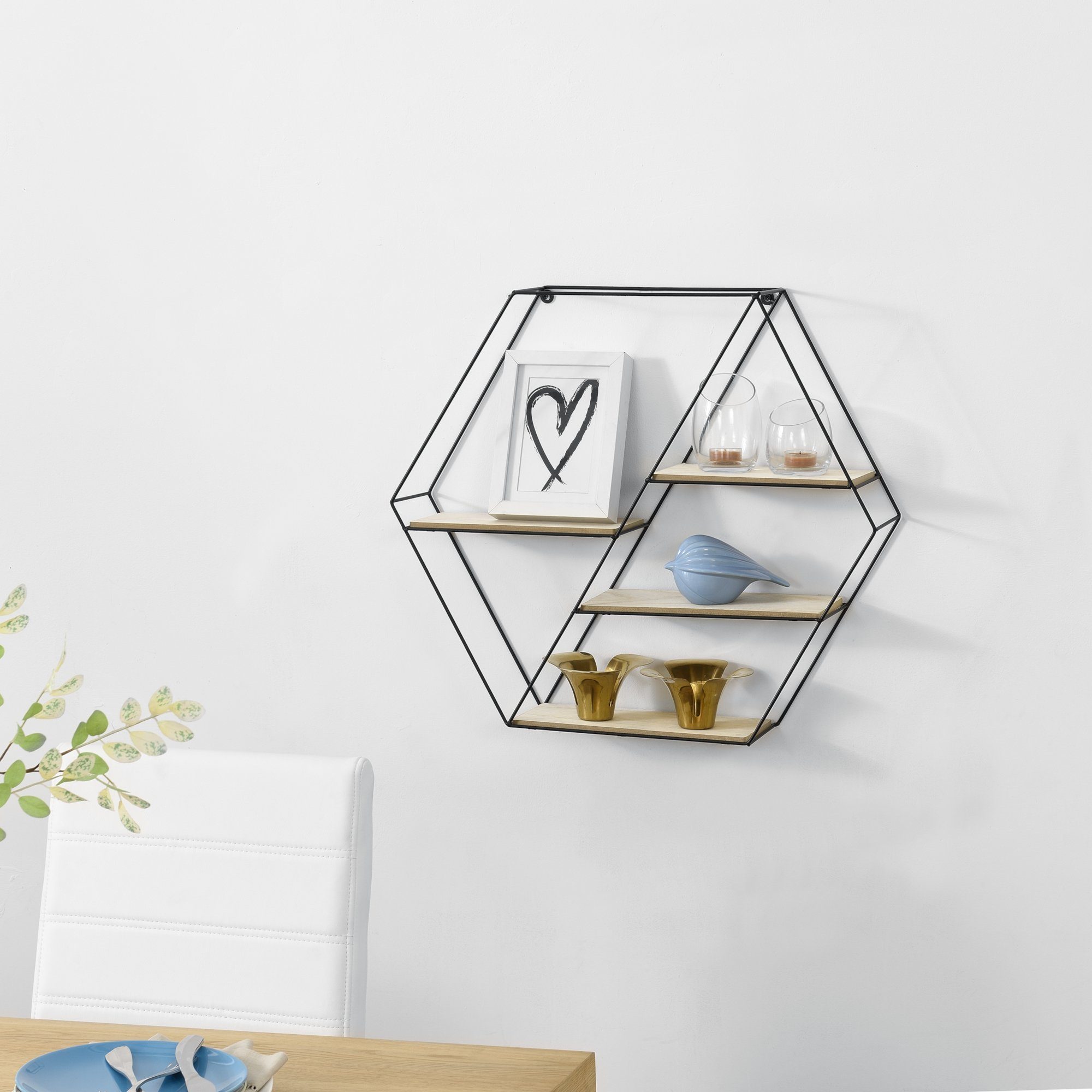en.casa Wandregal, »Flint« Deko Regal mit 4 Ablagefächern Wabenförmig Metal günstig online kaufen