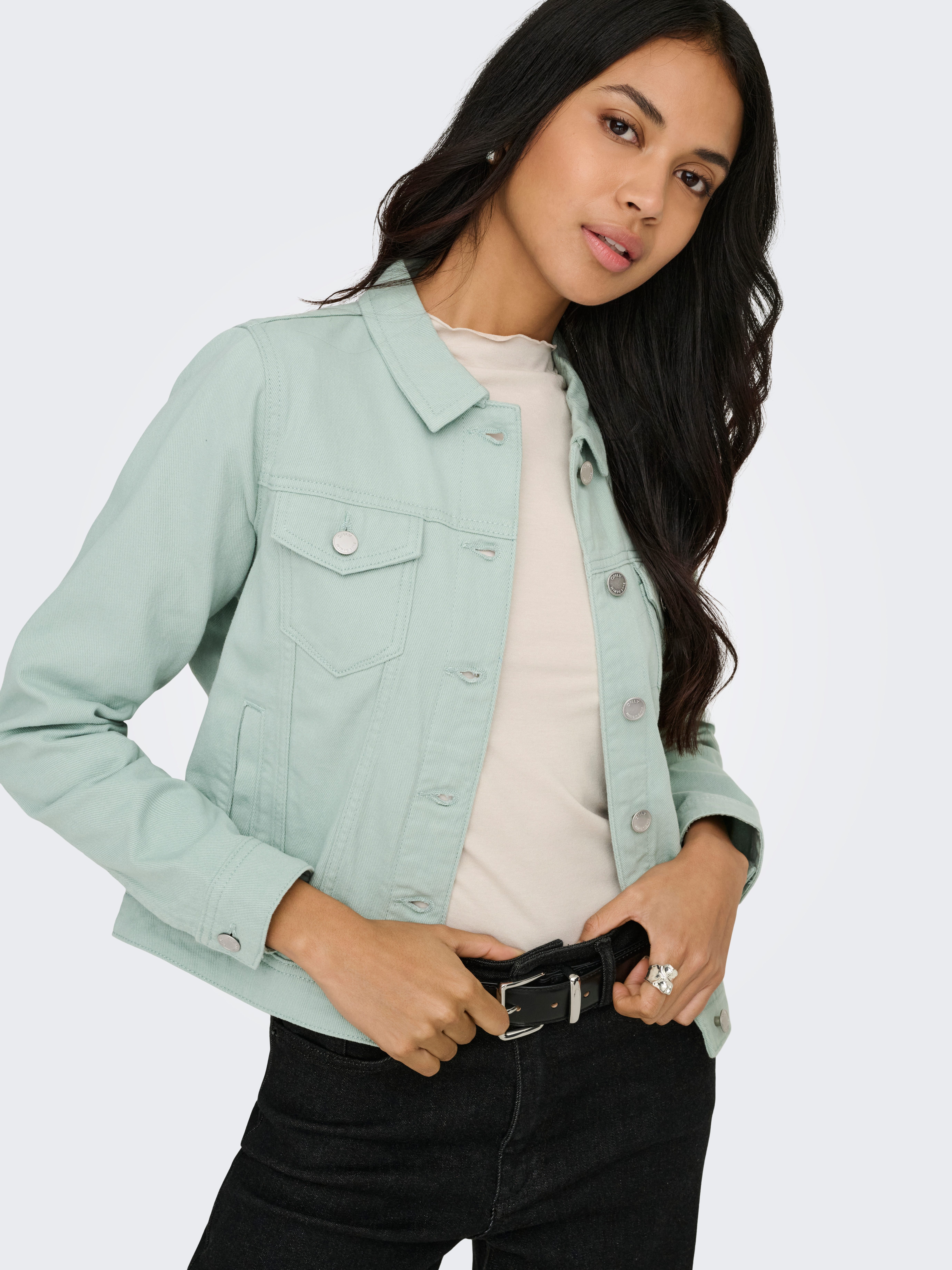 ONLY Jeansjacke ONLTIA L/S COLORED JACKET PNT RP mit durchgehender Knopflei günstig online kaufen