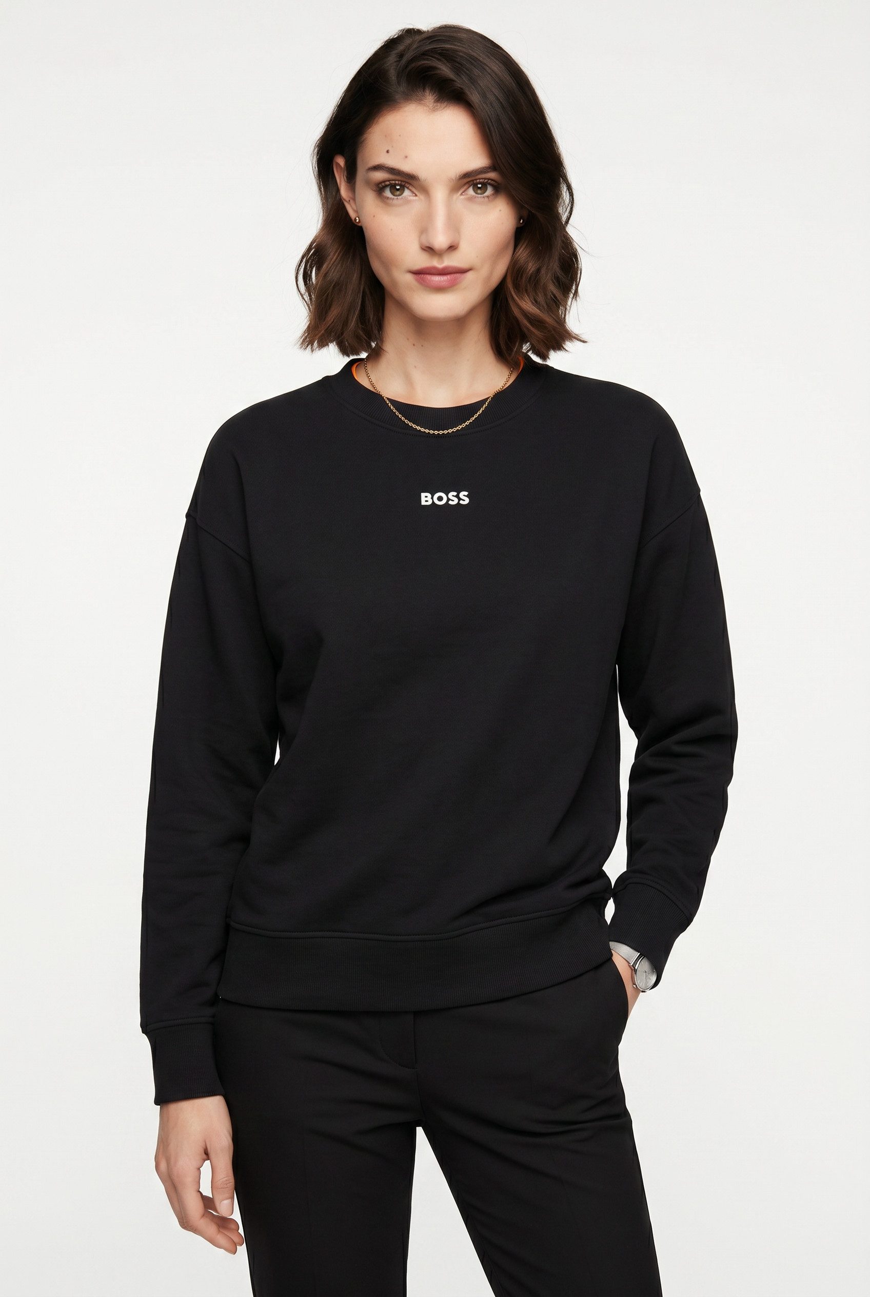 BOSS ORANGE Eteia Premium Damenmode oversized, Rundhals, mit BOSS Logo