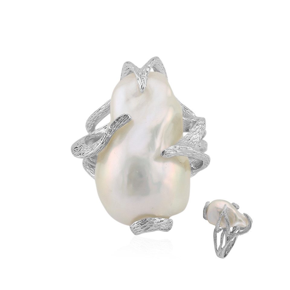 Twin AAA Schokolade Süßwasserperle Cocktail Ring - .925