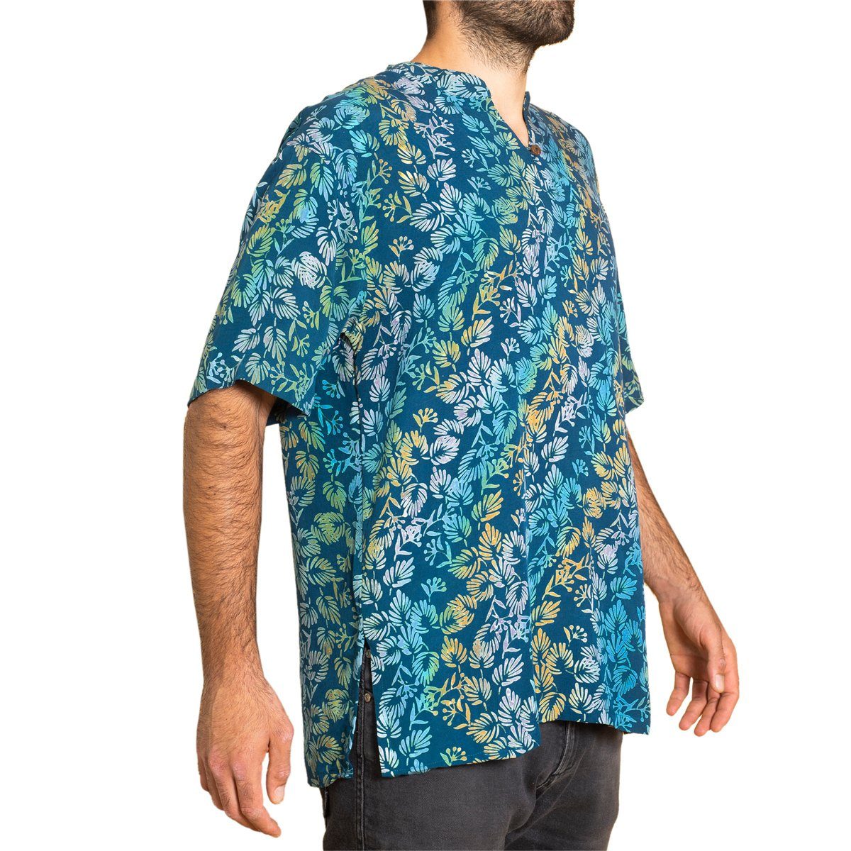 PANASIAM Hawaiihemd Kurzarmhemd Wachsbatik Herren Hemd in lebendigen Mustern und leuchtenden Farben langlebiges Sommerhemd Freizeithemd