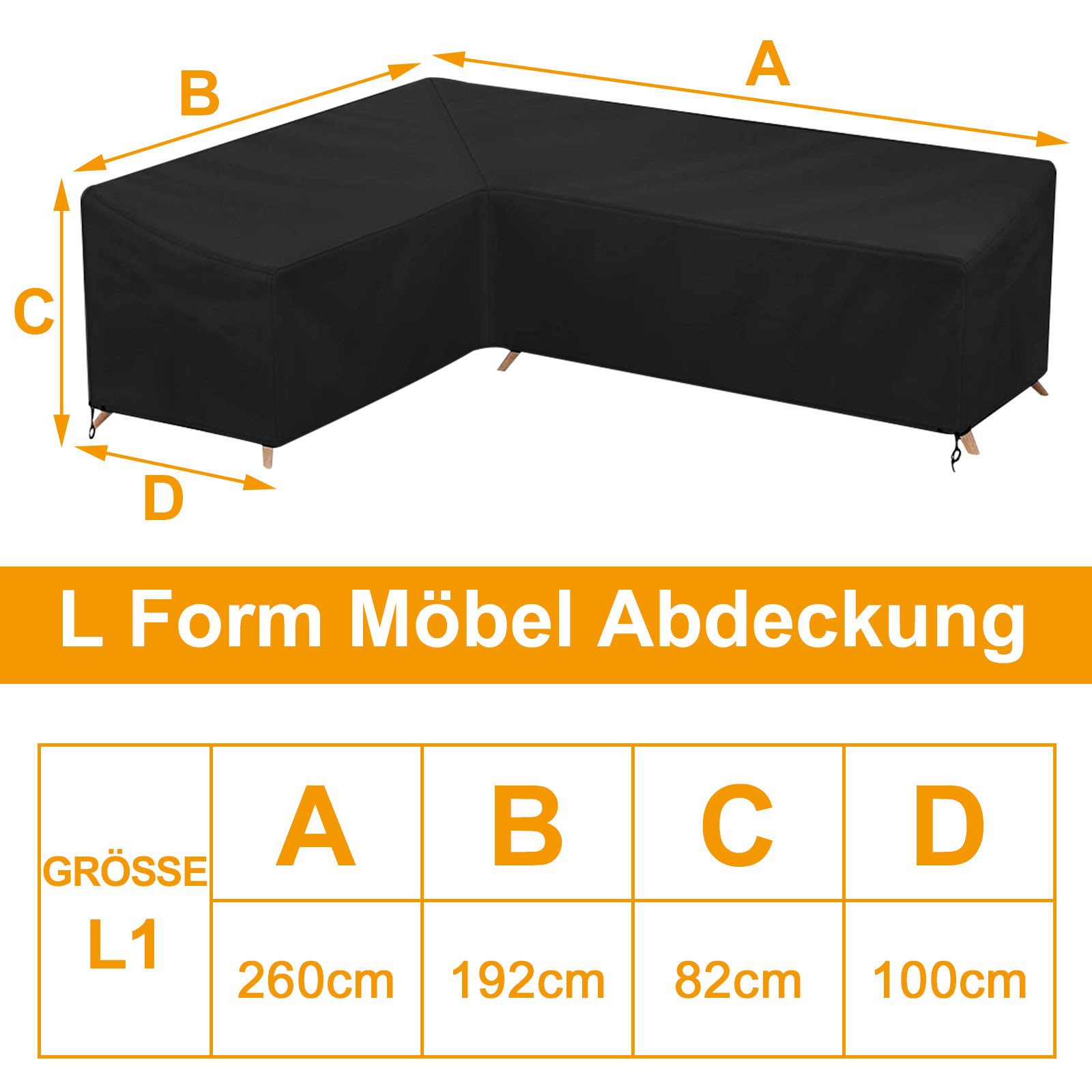 Sunicol Gartenmöbel-Schutzhülle L-Form Wasserdicht Oxford Gewebe Abdeckung Gartenmöbel Schutzhülle, Outdoor Couch Ecklounge Abdeckung Loungemöbel – Bild 2 von 5