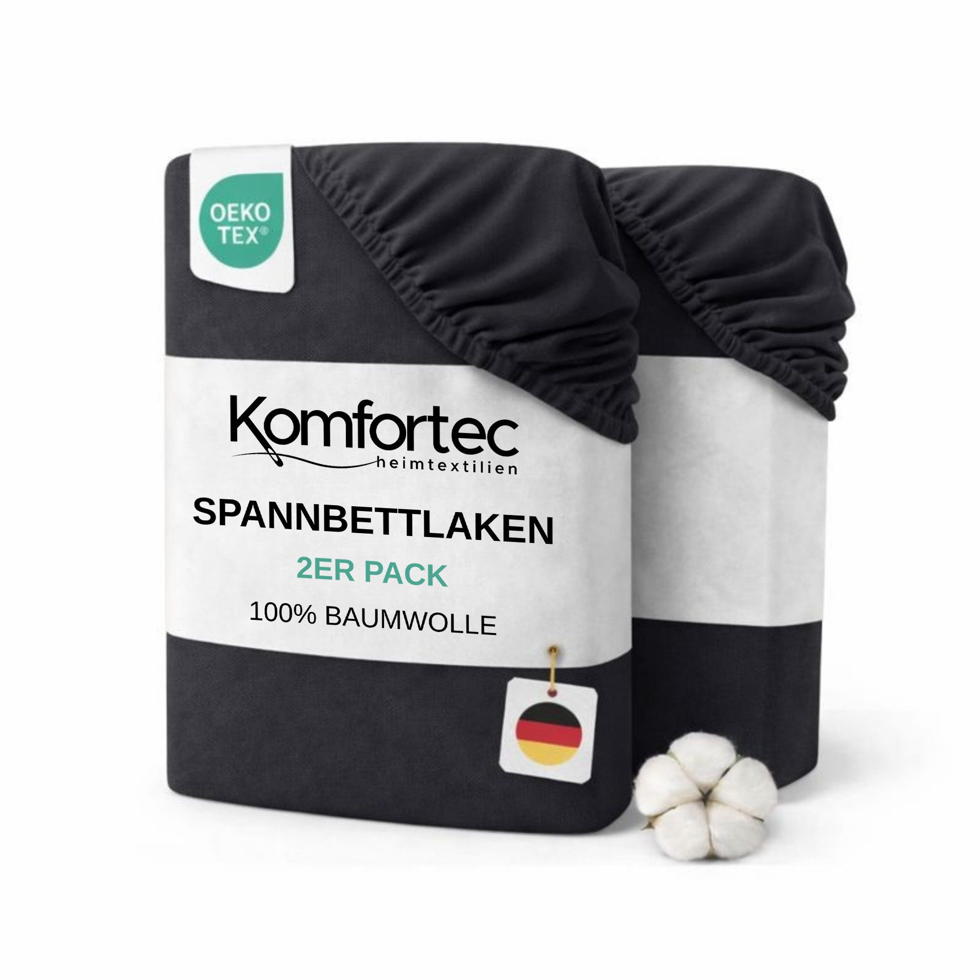 Komfortec Spannbettlaken Jersey Spannbettuch, 90x200, 140x200, 160x200, 180 günstig online kaufen