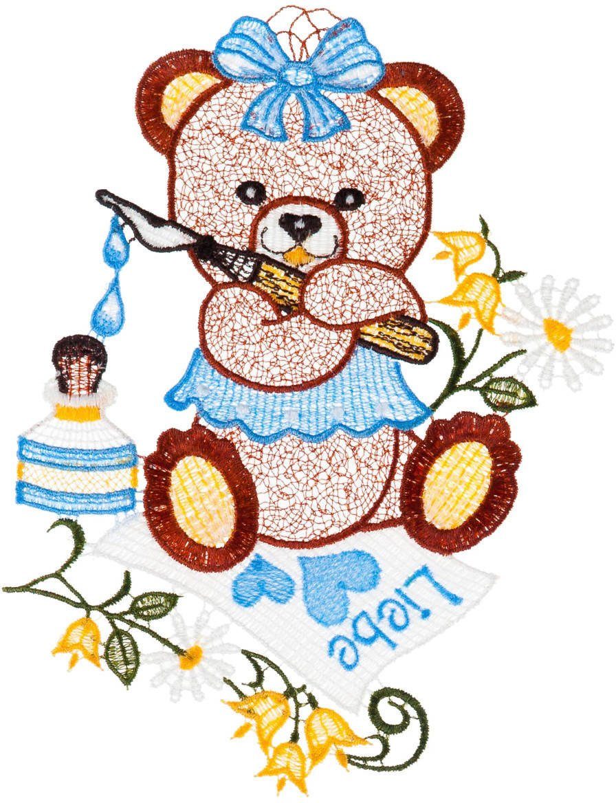 W. Reuter & Sohn - Plauener Spitze® Fensterbild Teddy, Made in Germany