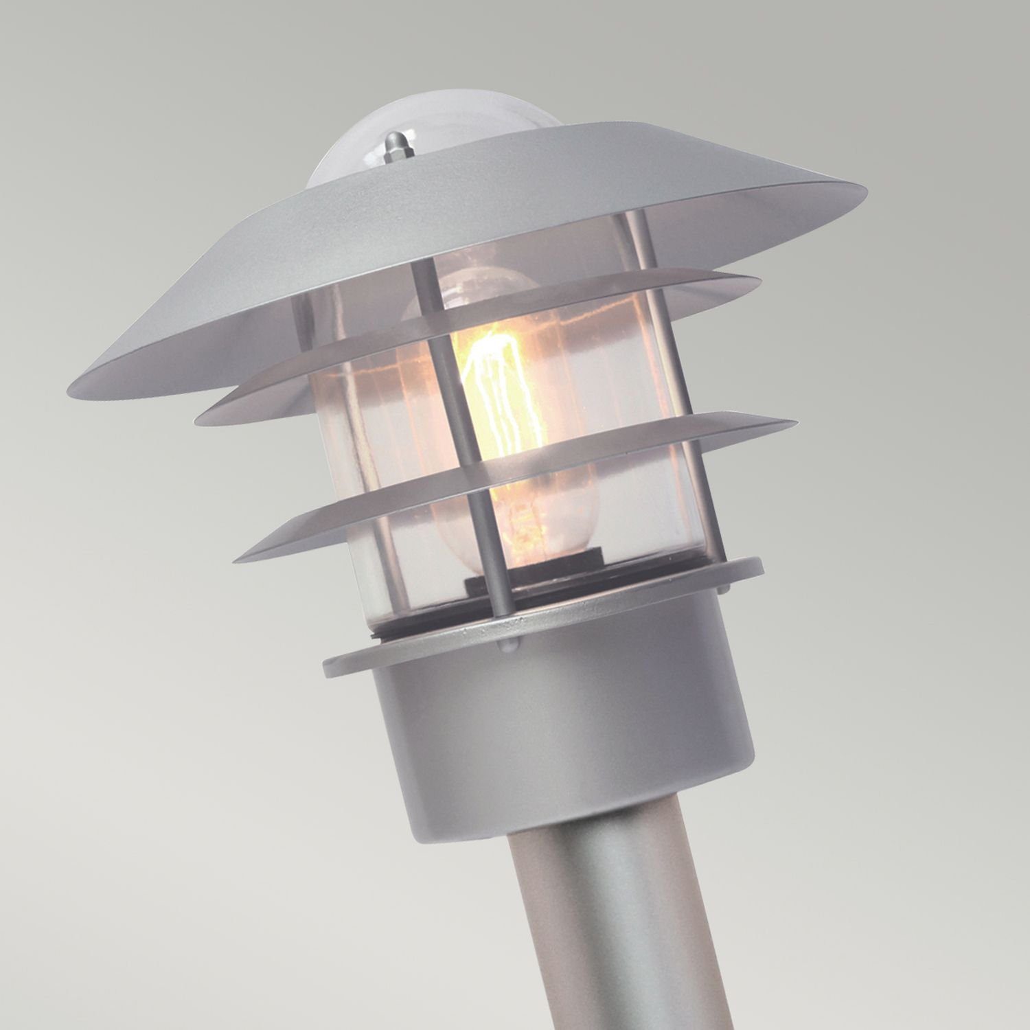 Licht-Erlebnisse Außen-Stehlampe RIVER, ohne Leuchtmittel, Wegeleuchte 100 cm Silber Garten Terrasse Glas Edelstahl IP44 E27