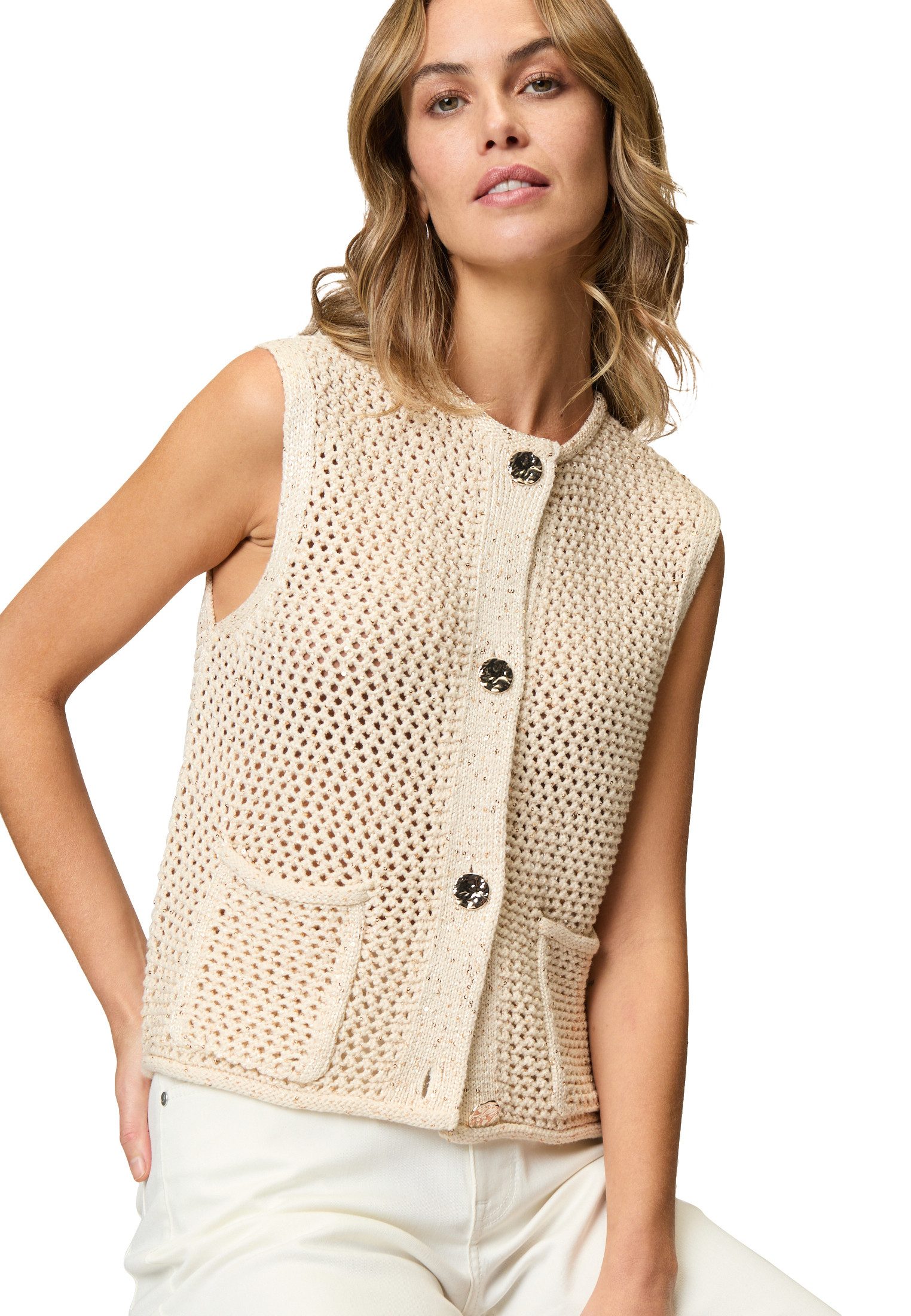 Strickpullover zero Strickweste mit Glitzer