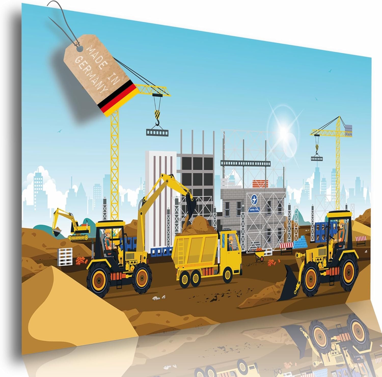 Lineo Poster Baustelle Kinderzimmer 82x42 cm bunt