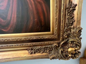 Casa Padrino Ölgemälde Casa Padrino Barock Ölgemälde Mehrfarbig / Gold - Handgemaltes Antik Stil Gemälde mit Prunk Rahmen - Wand Deko im Barockstil - Barock Deko Accessoires - Barock Interior - Barock Möbel