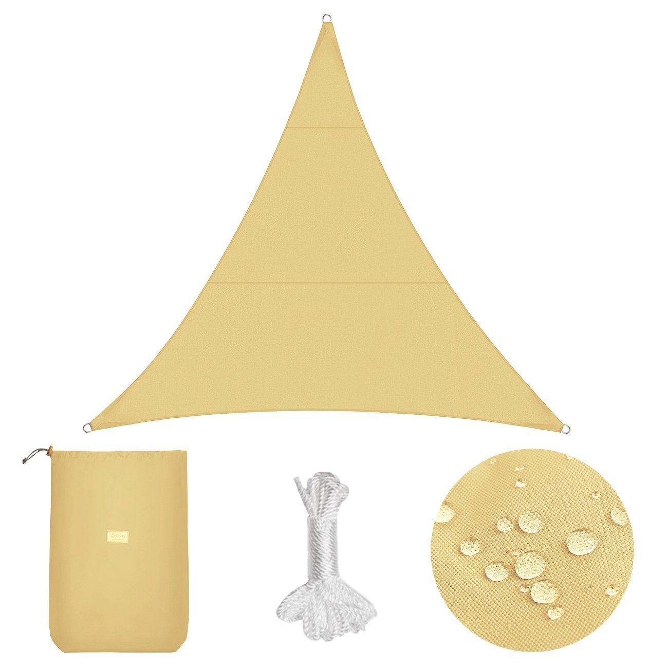 Sekey Sonnensegel Sonnensegel Wasserdicht PES Sonnenschutzsegel mit Seilen