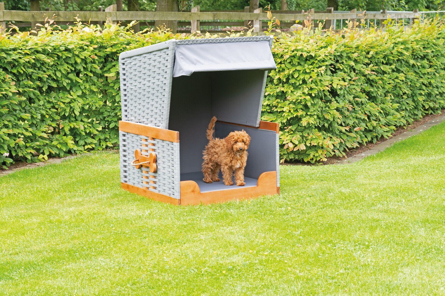 Natur24 Strandkorb Strandkorb Hundestrandkorb Pinie Grau 82x83x109, BxTxH: 83x82x109 cm, 71196110