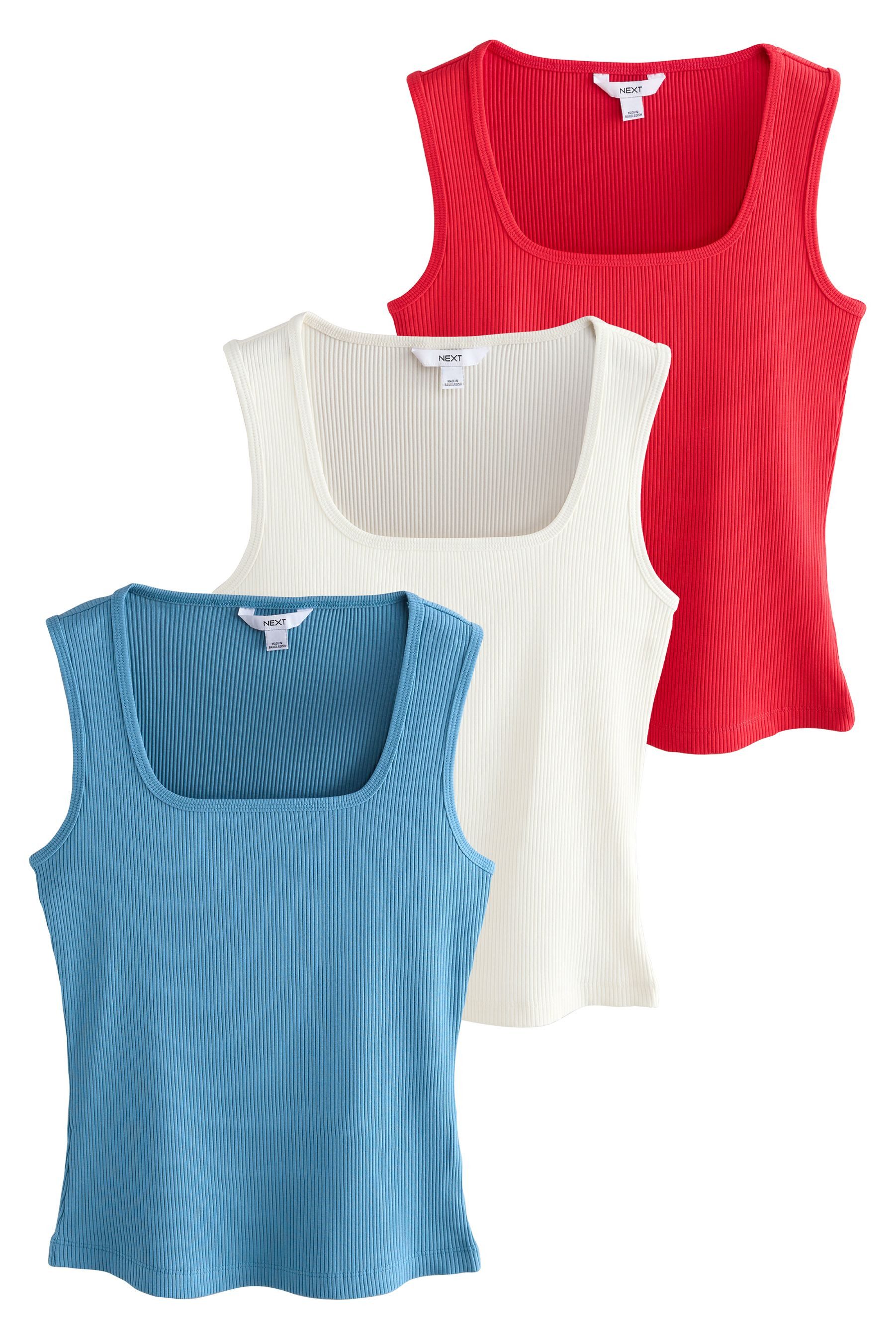 Stricktop Trägertops mit Karreeausschnitt im 3er-Pack