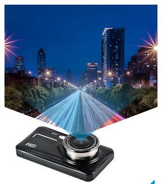 HIYORI HD Auto-Dashcam mit Dual-Linsen, 4 Zoll Touchscreen, 1080P Auflösung Dashcam (Nachtsicht und Rückfahrkamera)
