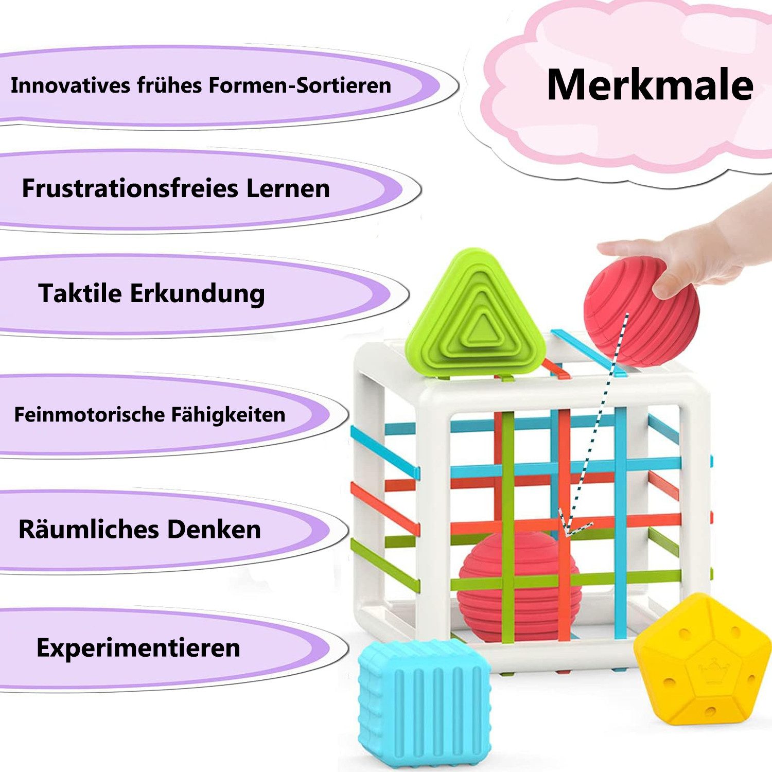 Bextcok Motorikwürfel Montessori Spielzeug aus Holz – Lernspielzeug ab 1 Ja günstig online kaufen