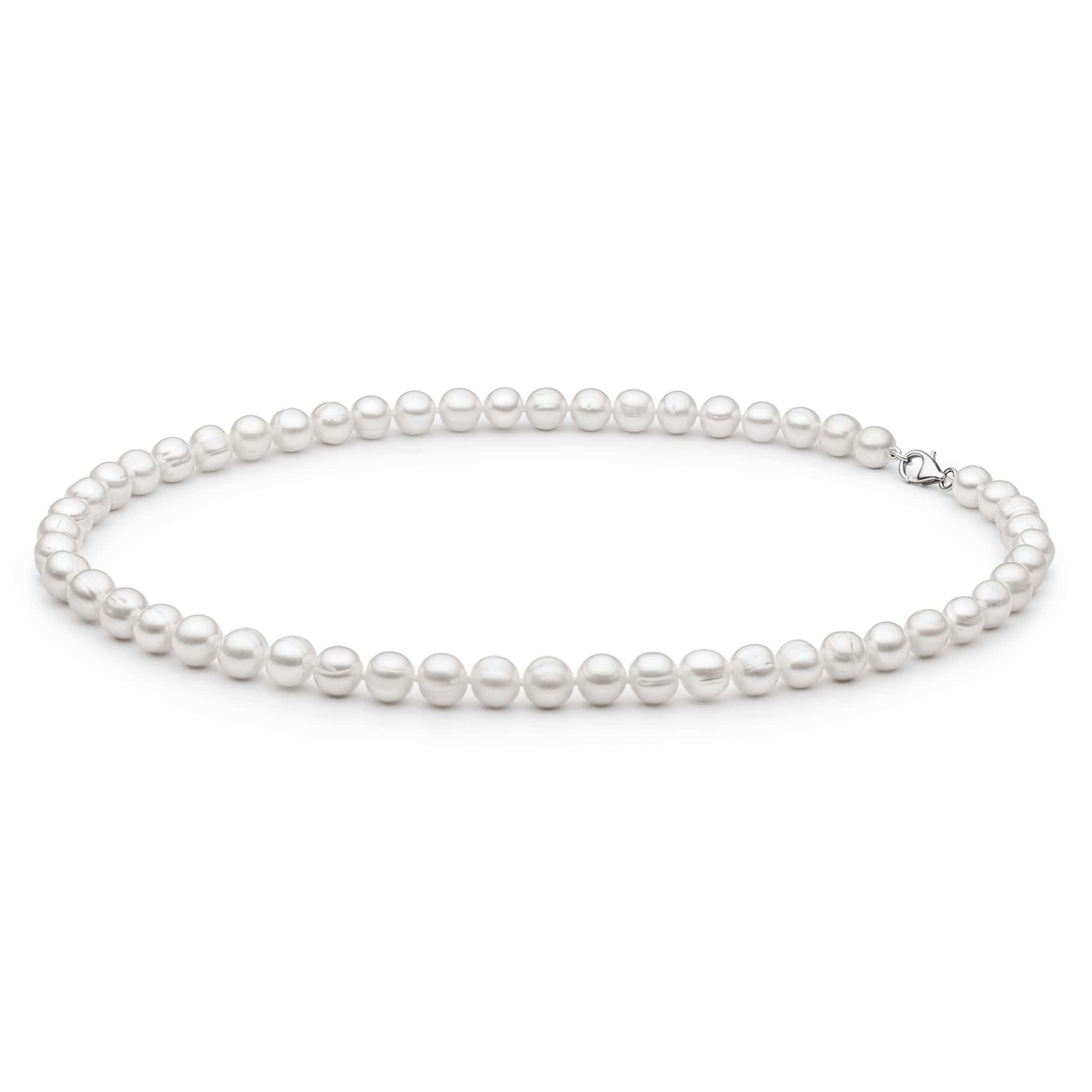 Gaura Pearls Perlenkette Herren - weiß, rund, 45 cm, 925 Silber, echte Süßw günstig online kaufen