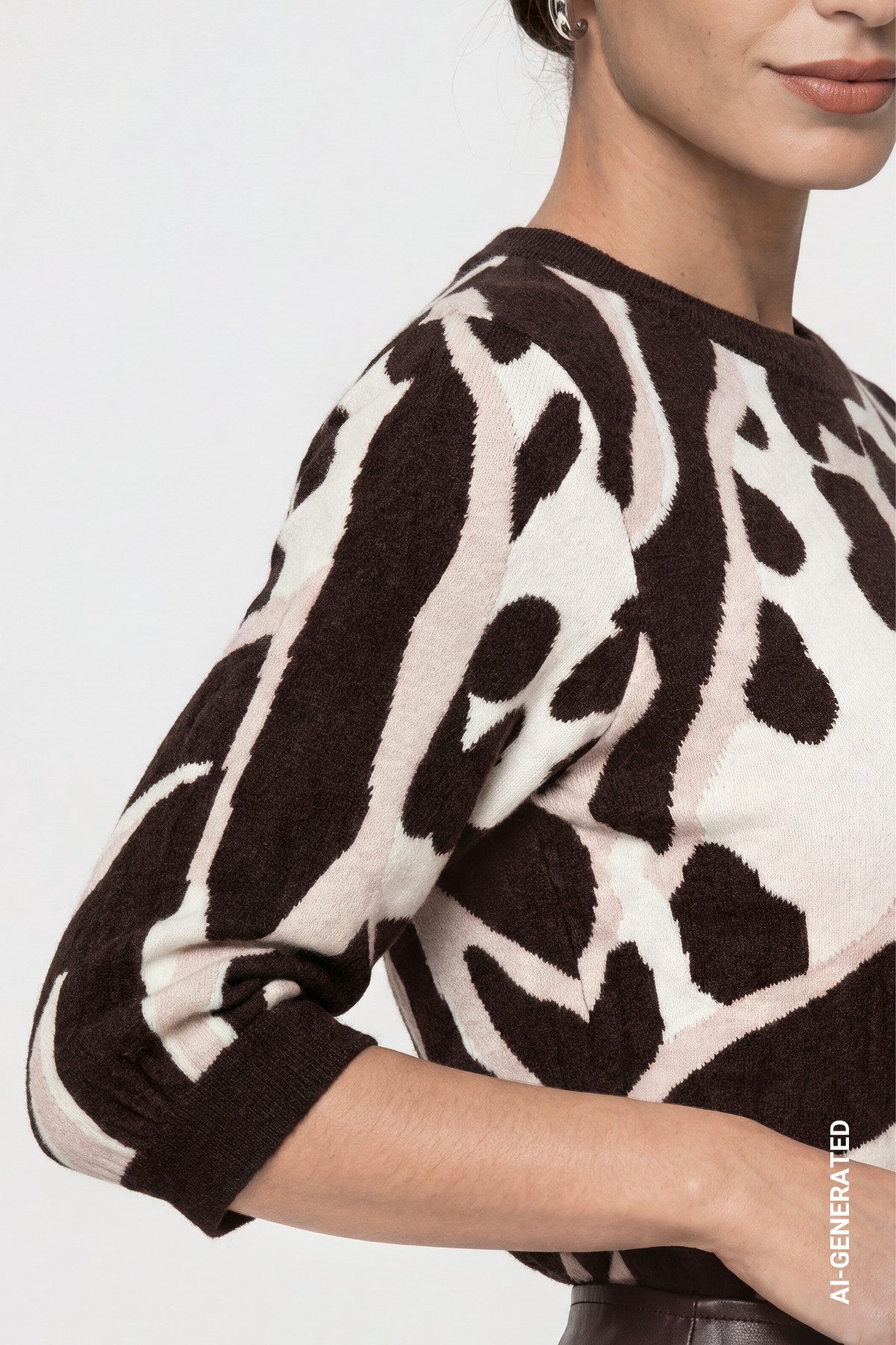 Monari 3/4 Arm-Pullover Pullover Leo Tigermix Regular fit mit Leomuster