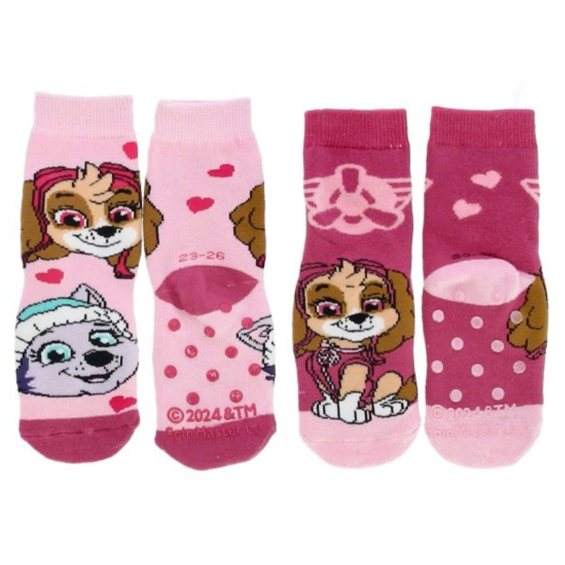 PAW PATROL Socken Socken 2er Pack mit Anti Rutsch Sohle rosa Baumwolle