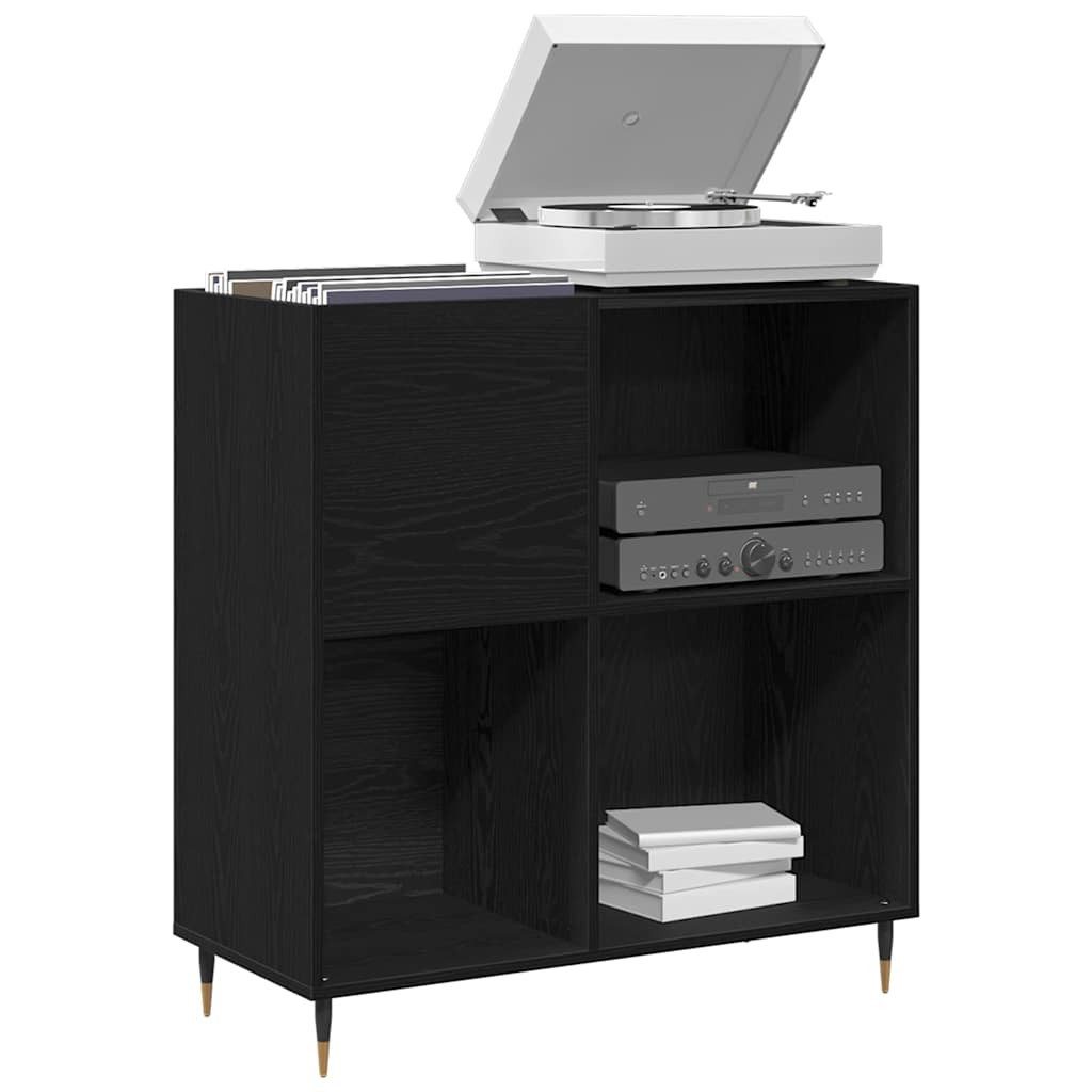 vidaXL Media-Regal Schallplattenschrank Schwarz Eichen-Optik 85 x 38 x 89 cm, 1-tlg.