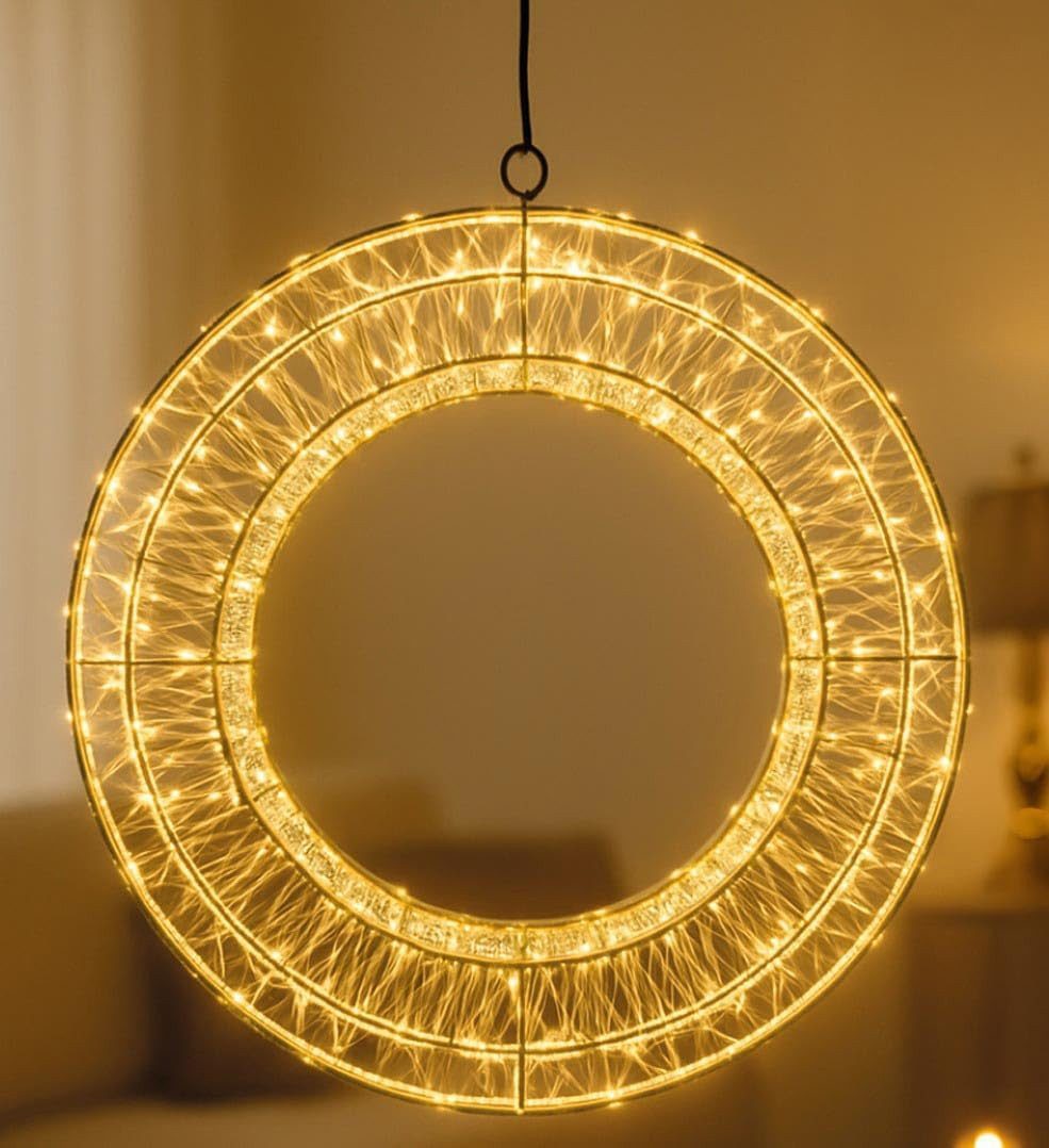 mucHome LED Dekoobjekt LED Lichterkranz Ø30cm, 480 warmweiße LEDs mit Timer, Silber