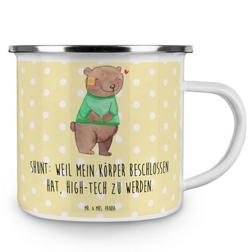 Mr. & Mrs. Panda Becher Bär Shunt - Gelb Pastell - Geschenk, Metalltasse für Camping, Camping, Emaille, Kratzfeste Emaille