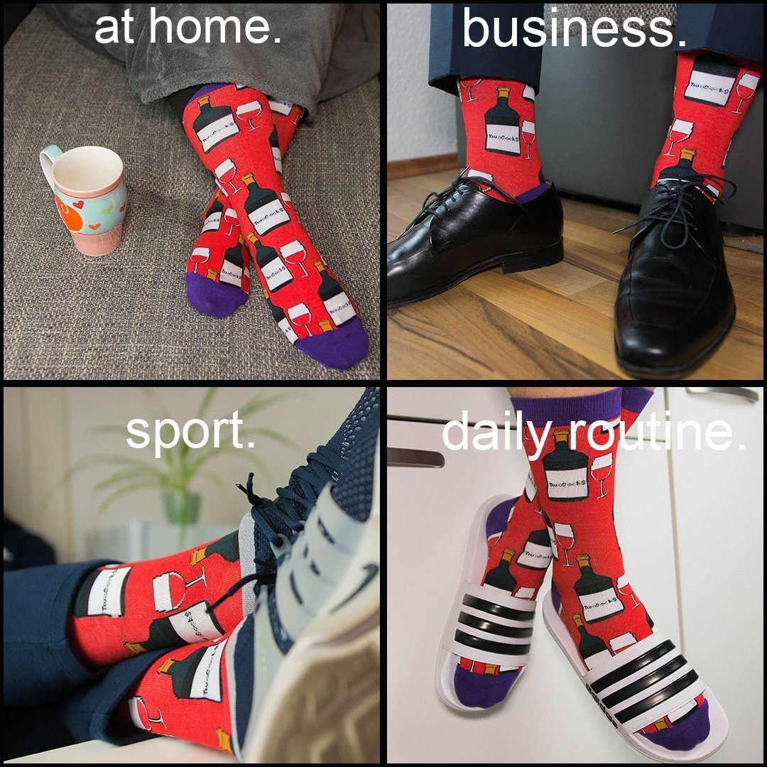 TwoSocks Freizeitsocken Wein Socken lustige Socken Herren & Damen aus Baumwolle, Einheitsgröße