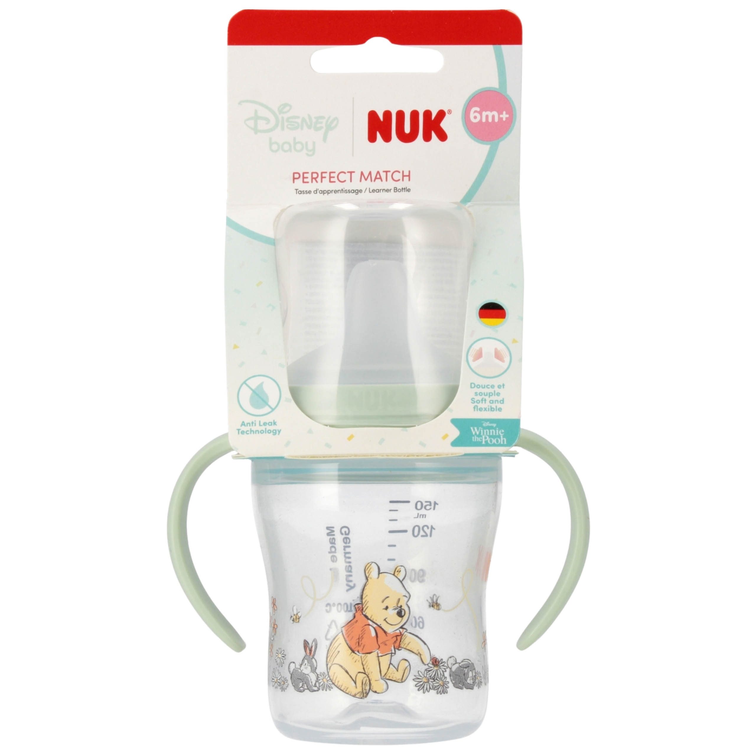NUK Trinklernbecher NUK Winnie Puuh Trinklernflasche 150ml ab 6M mit Griffen
