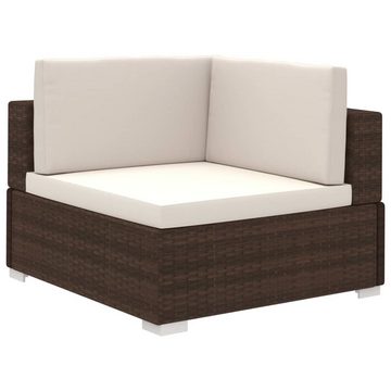 vidaXL Gartenlounge-Set 8-tlg. Garten-Lounge-Set mit Auflagen Poly Rattan Braun, (8-tlg)