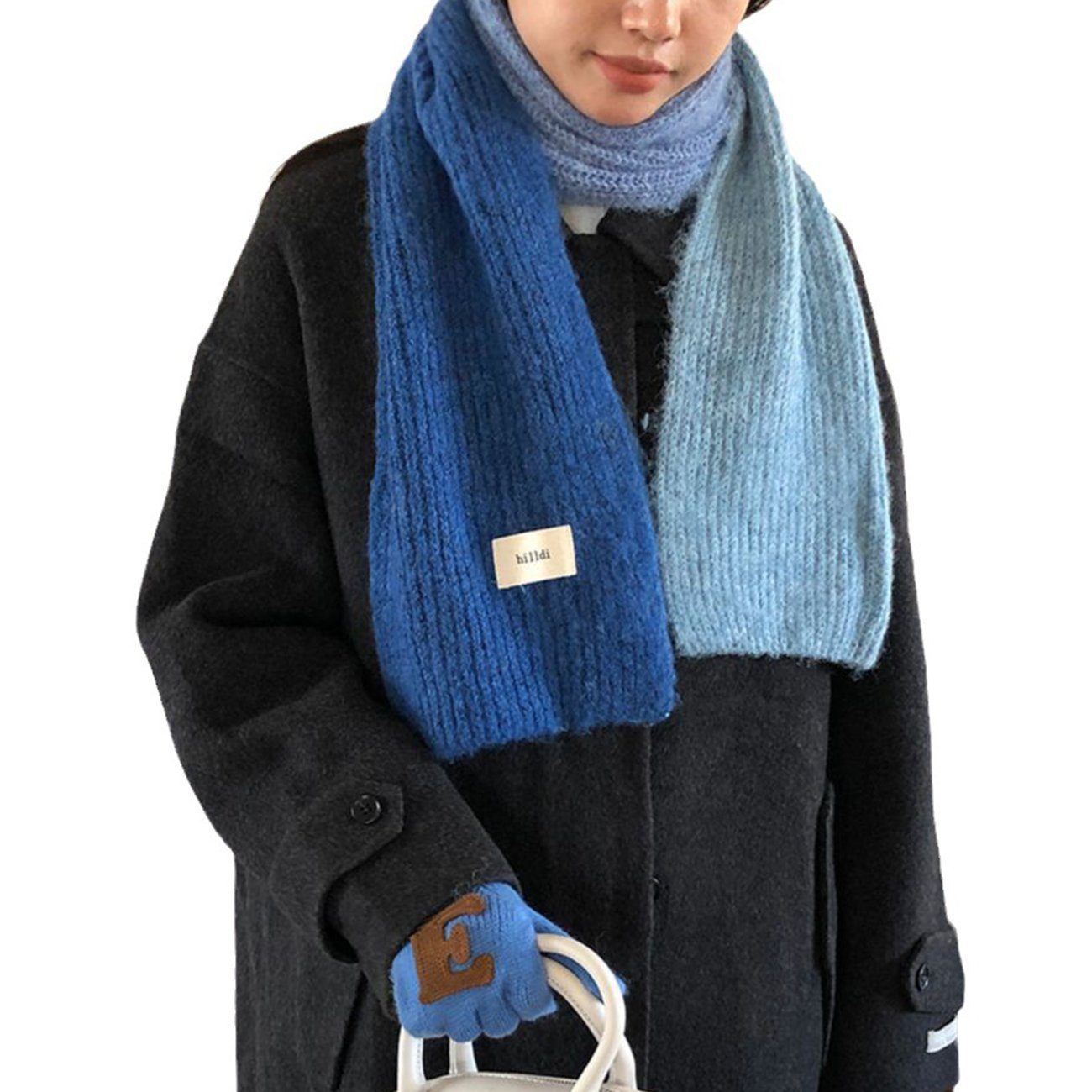 EBUY Modeschal Warmer Strickschal für Blau im Damen Winter