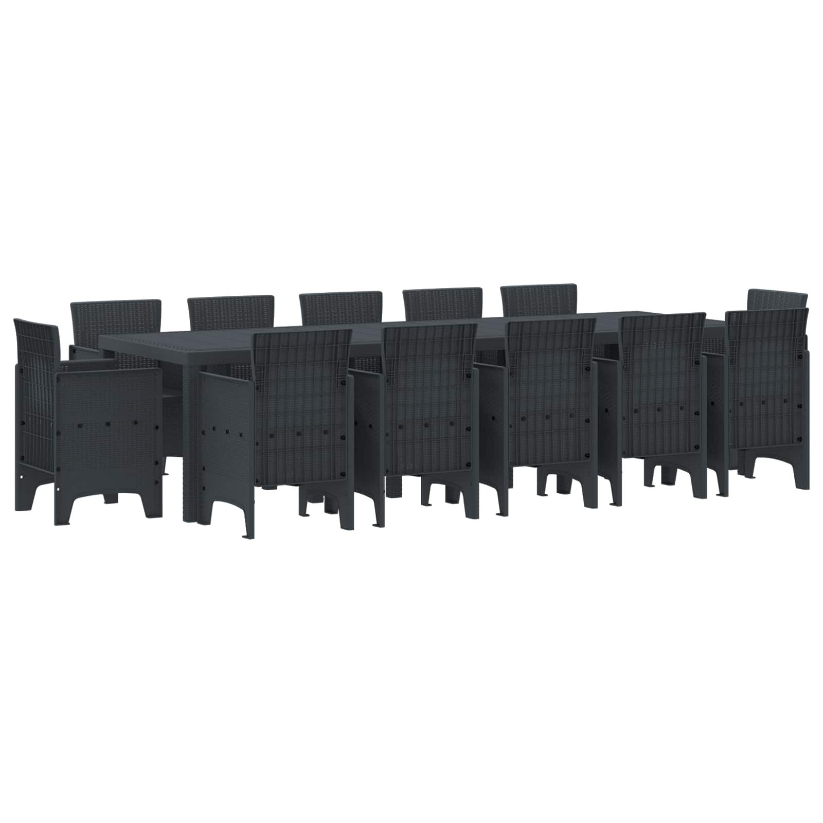 vidaXL Gartenlounge-Set Garten Essgruppe 13 stk. Anthrazit Kunststoff, (13-tlg)