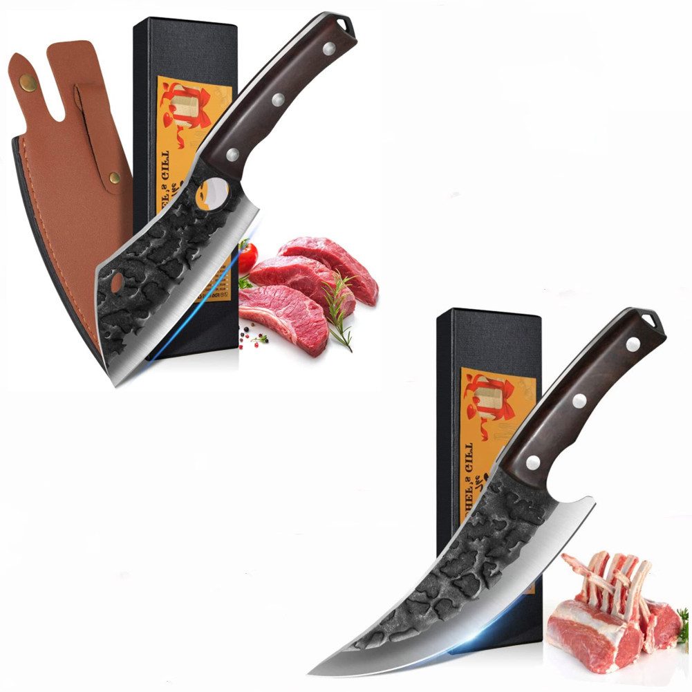 KEENZO Messer-Set 2tlg.Handgeschmiedetes Wikinger Messer Ausbeinmesser Hackmesser (2-tlg)