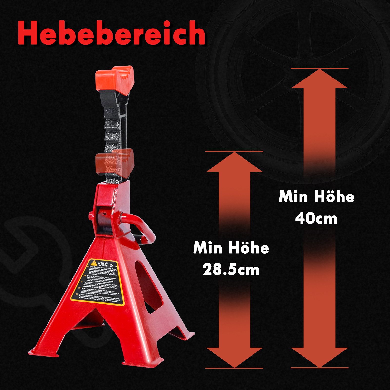 CCLIFE Wagenheber Unterstellbock 2tlg 3T Unterstellböcke Abstellbock Wagenheber KFZ