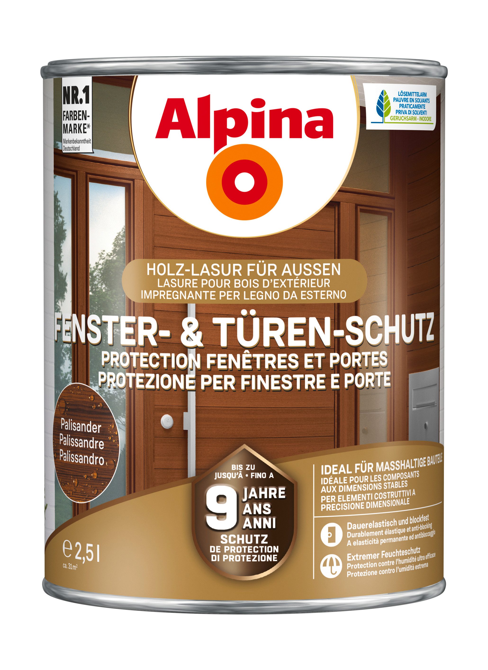 Alpina Lasur Fenster- und Türen-Schutz 2,5 Liter seidenmatt