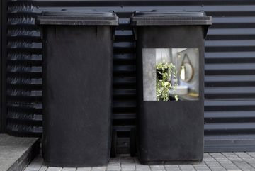 MuchoWow Wandsticker Kleine Hängepflanze im Badezimmer (1 St), Mülleimer-aufkleber, Mülltonne, Sticker, Container, Abfalbehälter