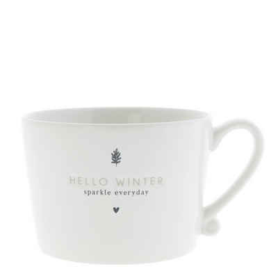 Bastion Collections Tasse Tasse mit Henkel HELLO WINTER sparkle everyday Keramik weiß, Keramik