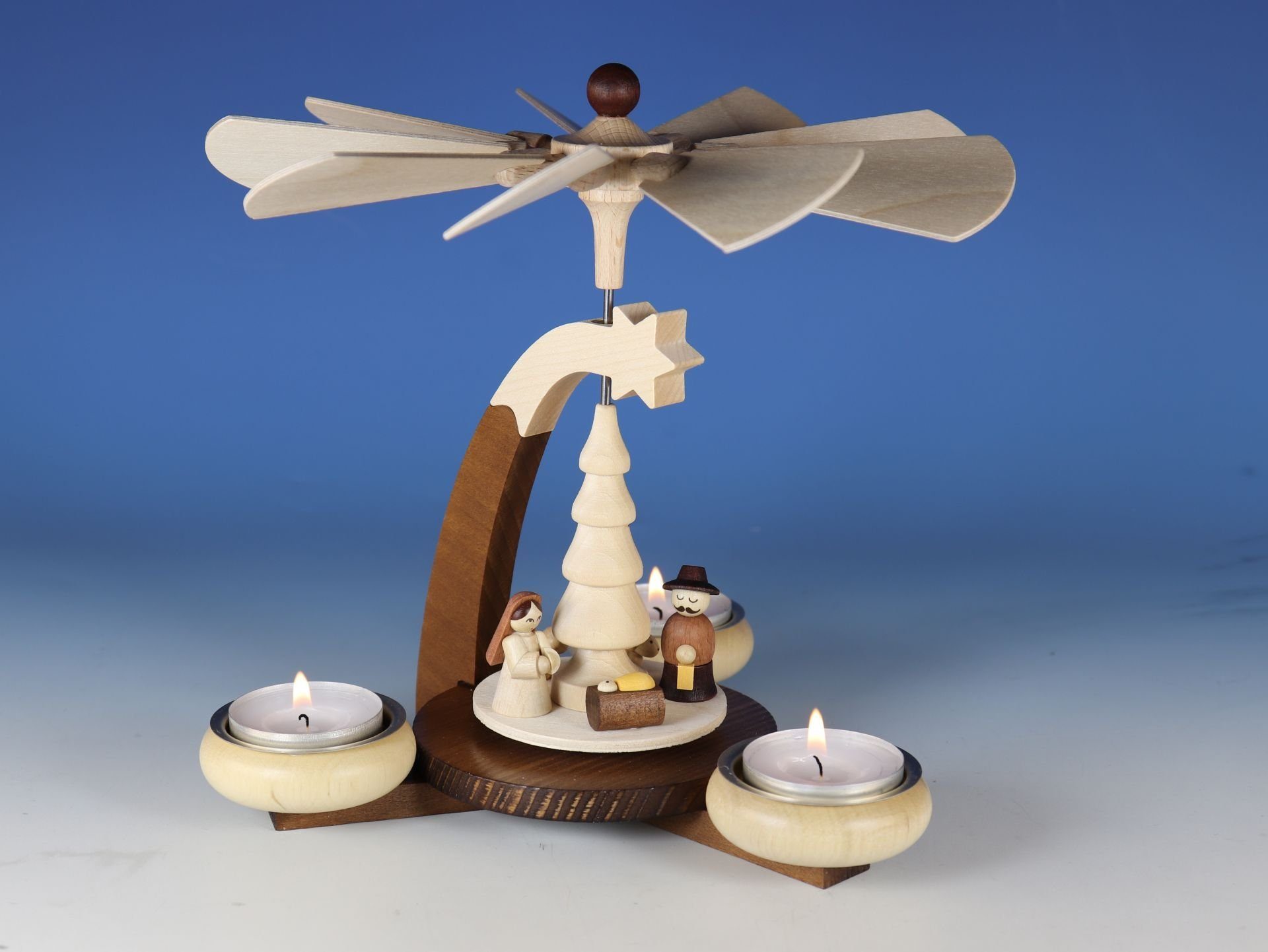 Ullrich Kunsthandwerk Weihnachtspyramide Tischpyramide Geburt Christi natur BxH 19,5x19cm NEU