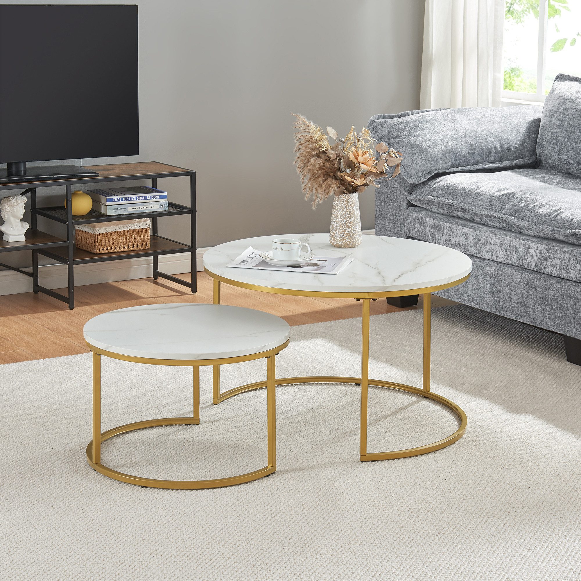 en.casa Couchtisch, »Christchurch« 2er Set rund günstig online kaufen