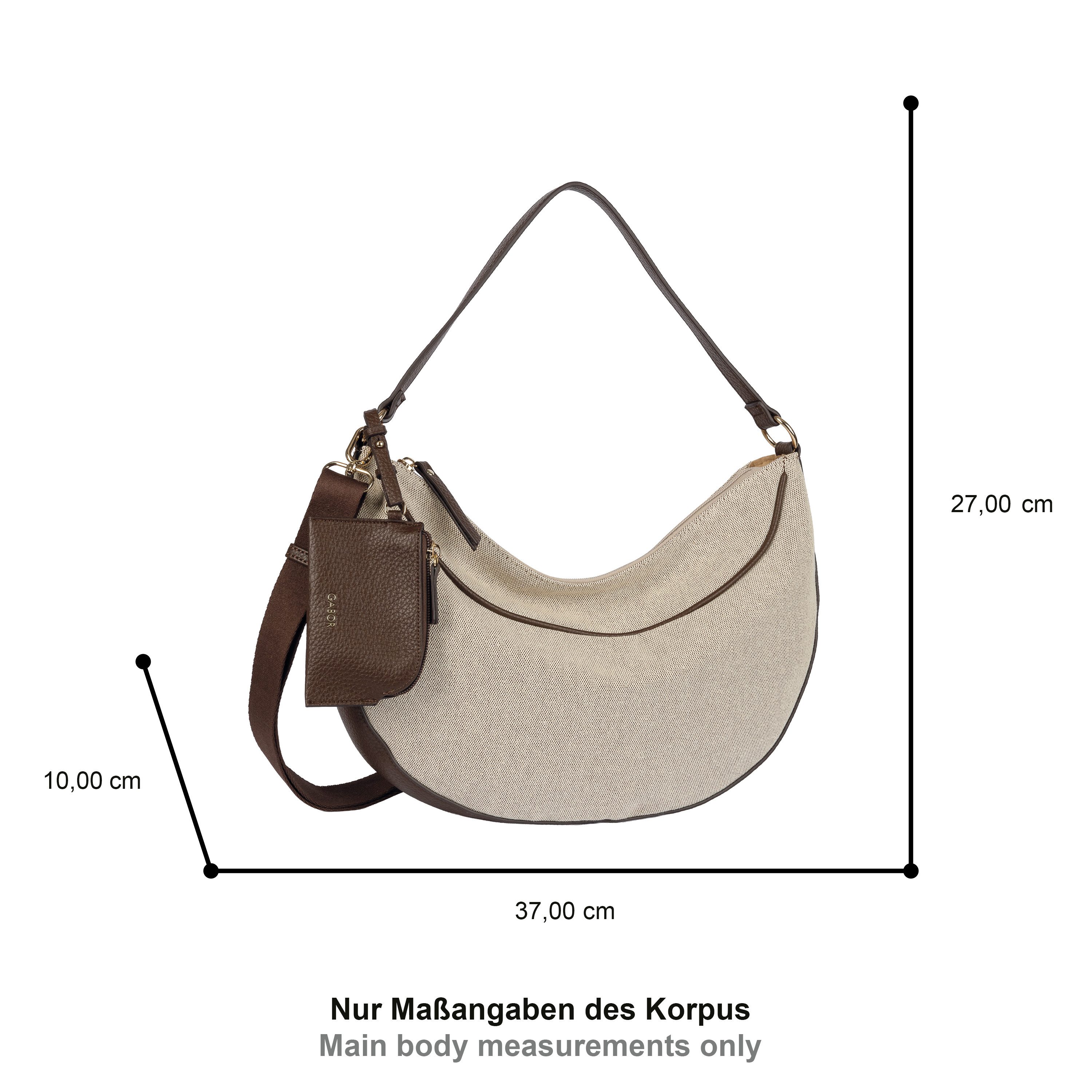 Gabor Hobo Sibylla (Set, 2-tlg., Die abnehmbare Anhängetasche ist ein funktionales Add-on), aus Canvas mit edlem Lederimitat, glänzende Metalldetails & Gurtband